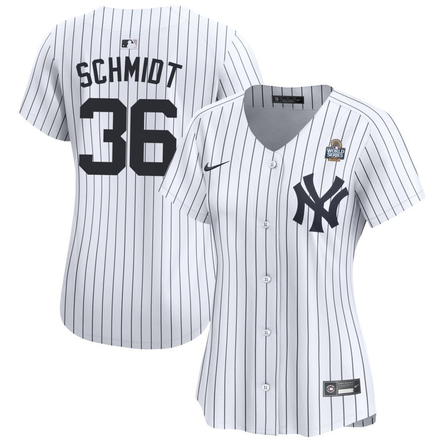 Clarke Schmidt 36 New York Yankees Women's 2024 World Series Home Limited Jersey - White 