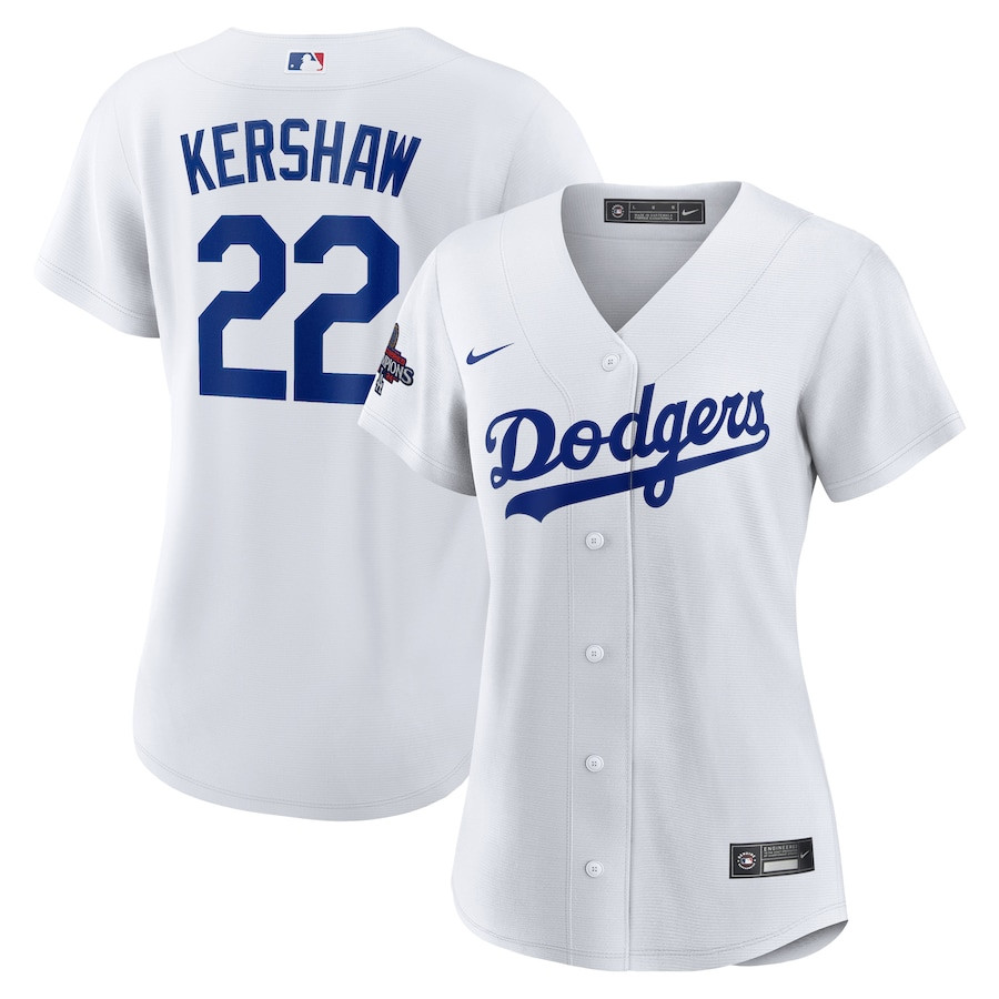 Clayton Kershaw 22 Los Angeles Dodgers Women's 2024 World Series Champions Home Player Jersey - White 