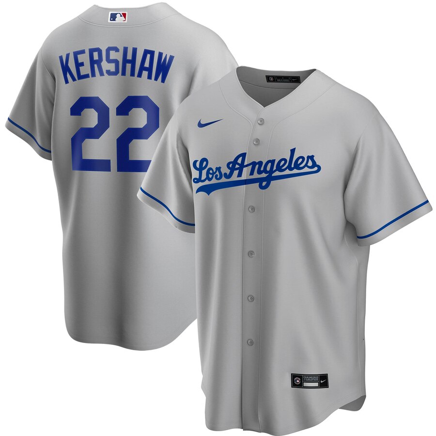 Clayton Kershaw Los Angeles Dodgers Road 2020 Replica Player Jersey ÃƒÂ¢Ã¢â€šÂ¬Ã¢â‚¬Å“ Gray
