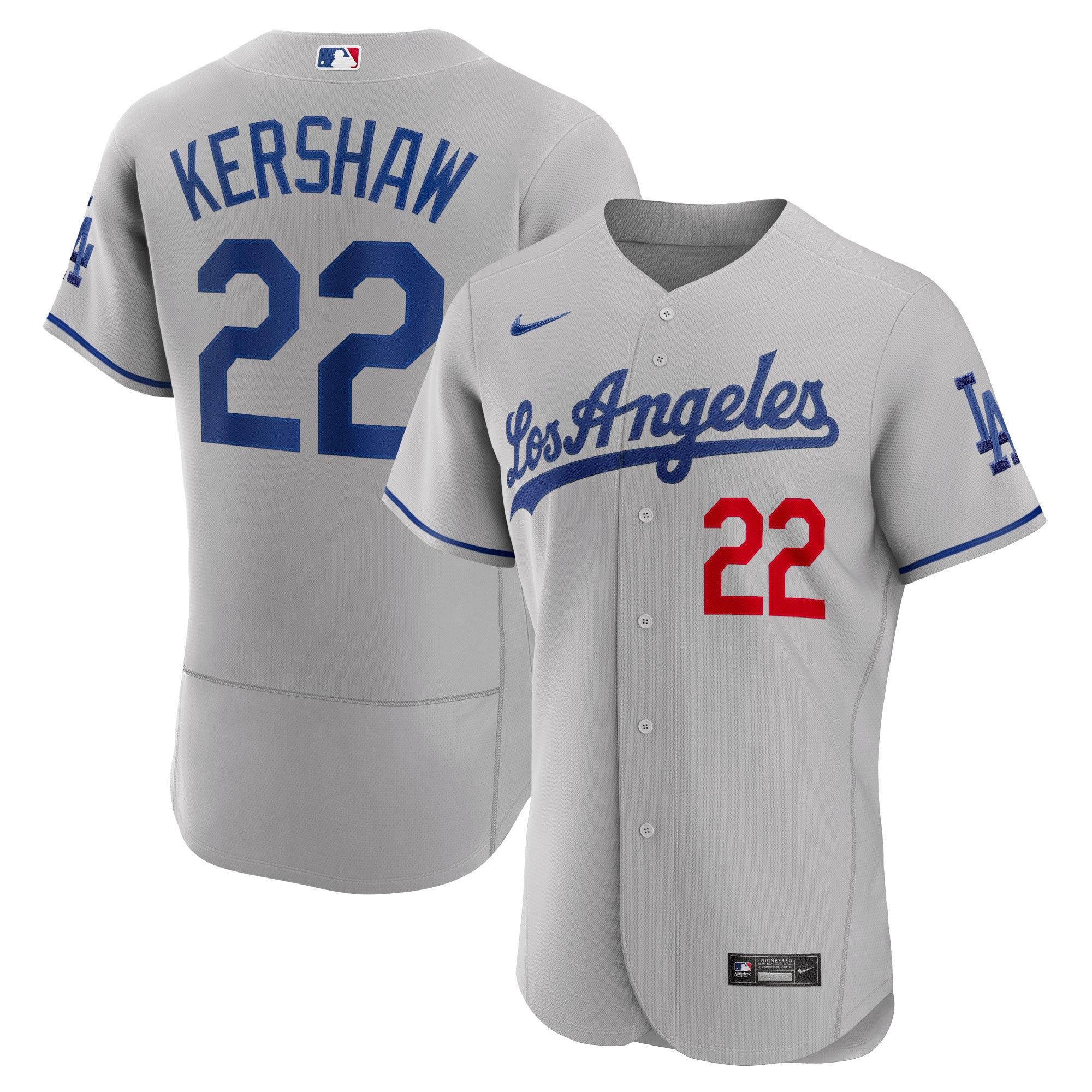 Clayton Kershaw Los Angeles Dodgers Road Authentic Player Jersey - Gray
