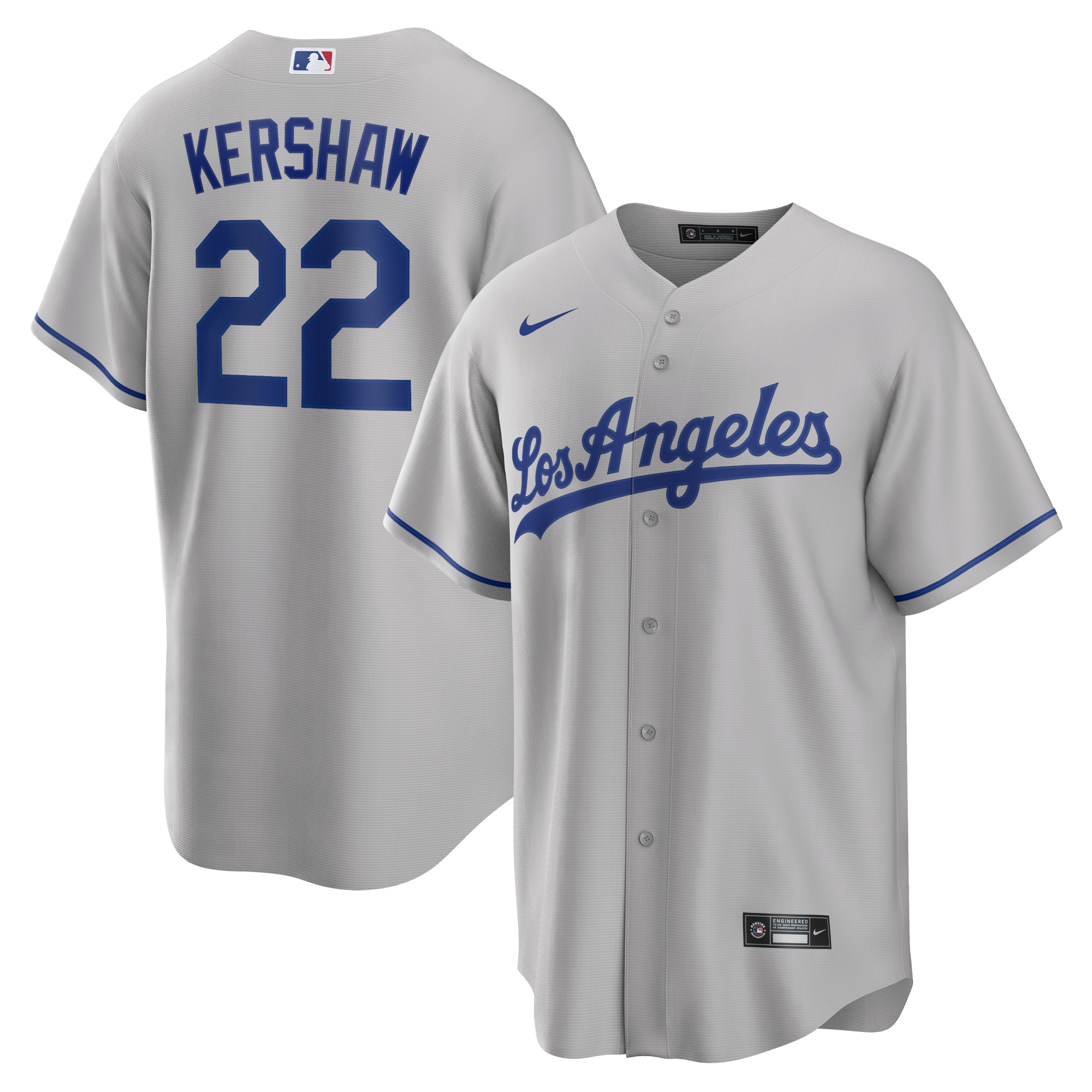 Clayton Kershaw Los Angeles Dodgers Road Replica Player Name Jersey - Gray