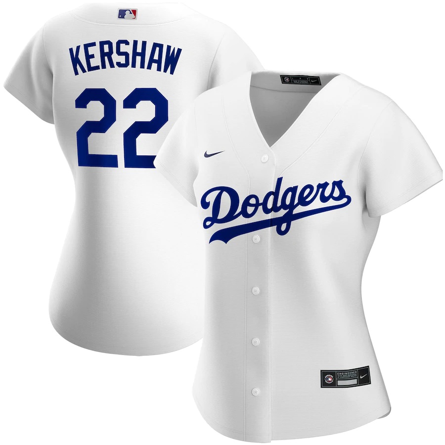 Clayton Kershaw Los Angeles Dodgers Women's Home 2020 Replica Player Jersey ÃƒÂ¢Ã¢â€šÂ¬Ã¢â‚¬Å“ White