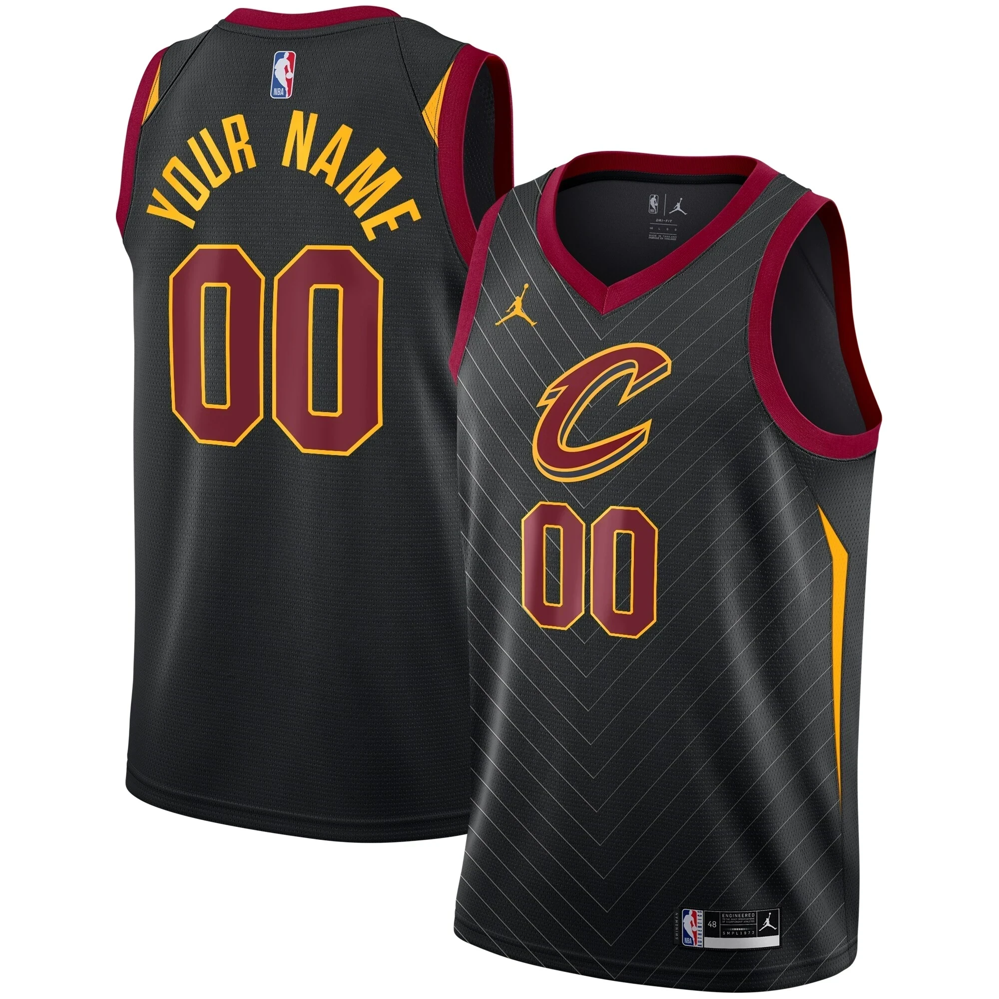 Alternative view of Cleveland Cavaliers Swingman Custom Jersey - Statement Edition - Black - JS829
