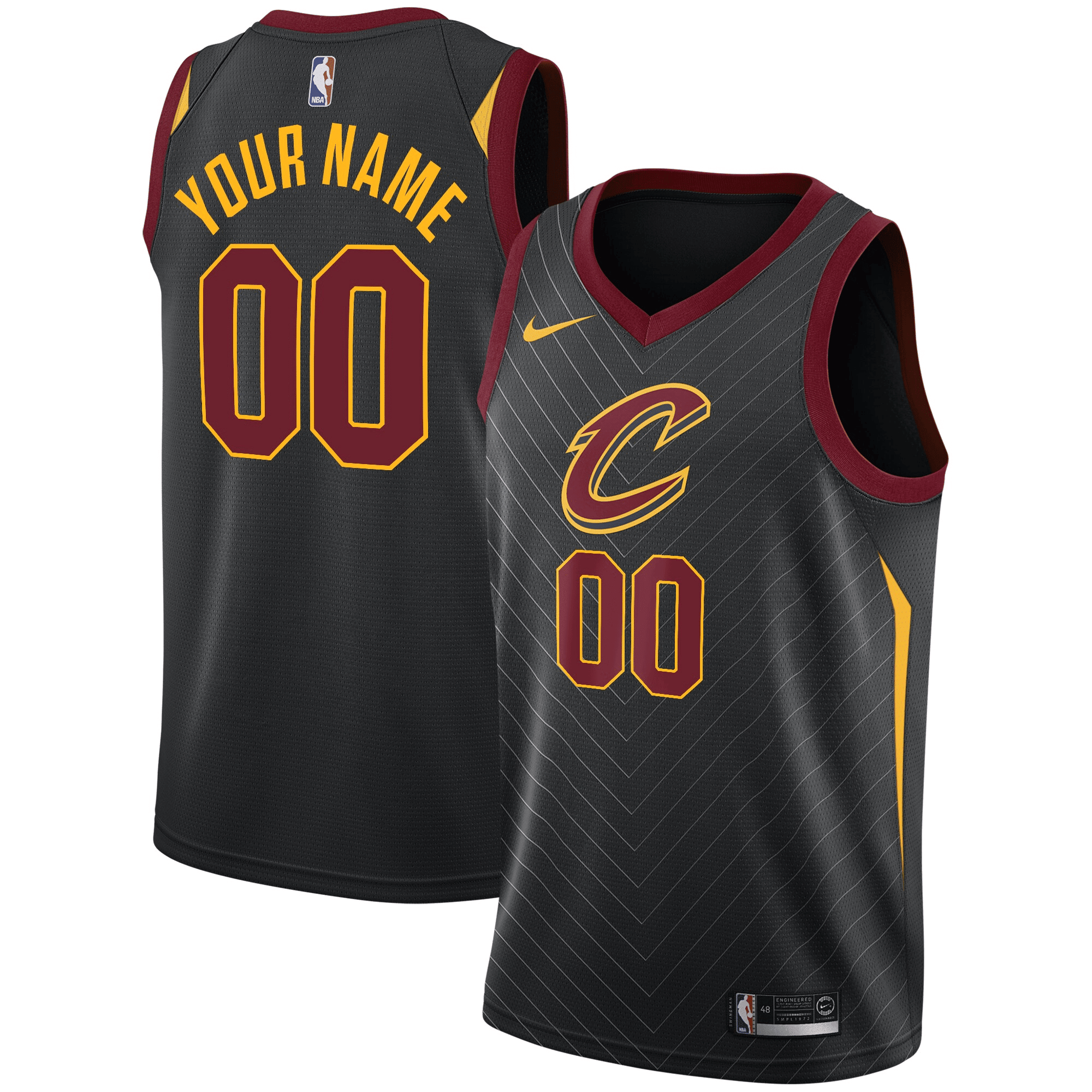 Cleveland Cavaliers Swingman Custom Jersey Black - Statement Edition Jersey - JS887