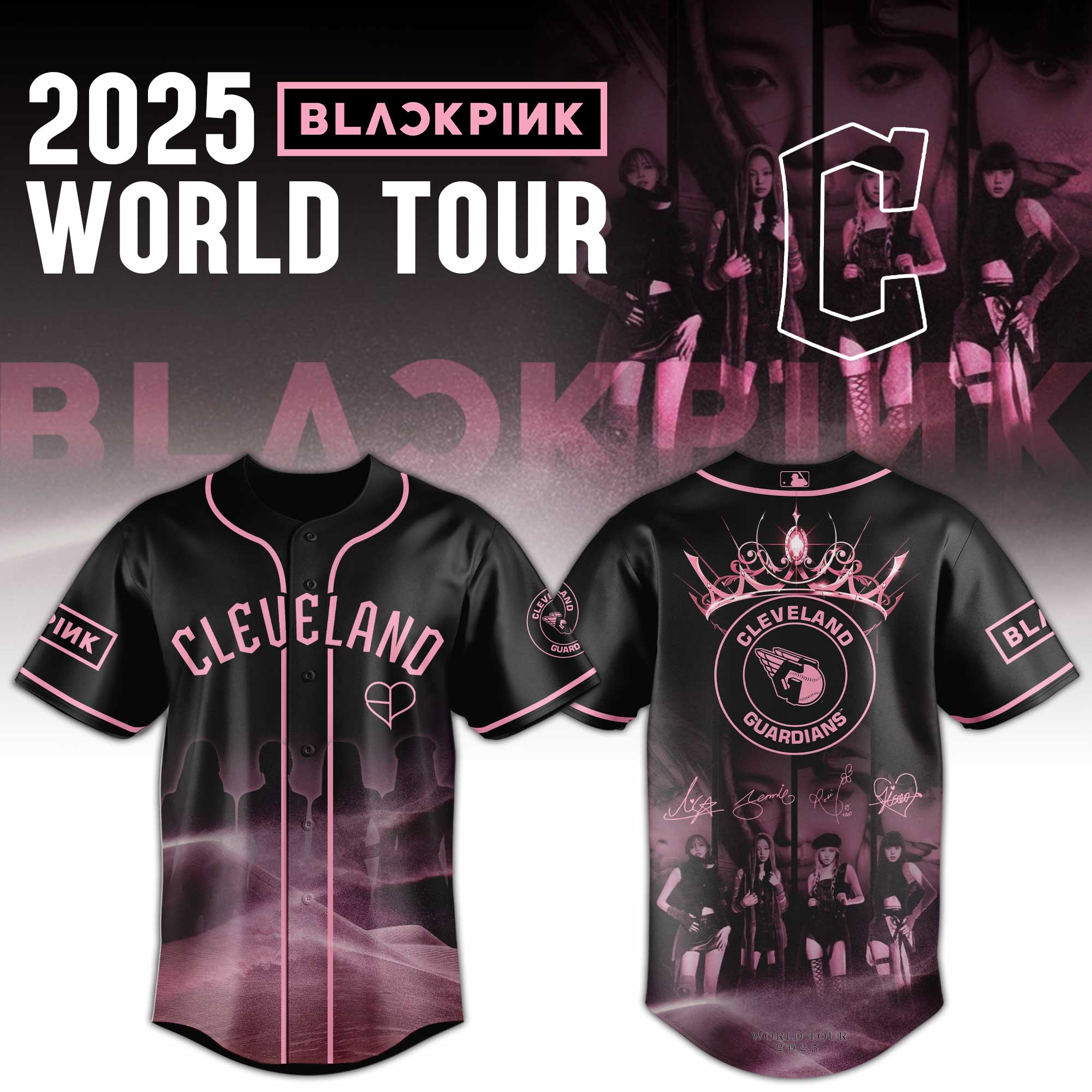 Cleveland Guardians Mlb X Blackpink 2025 World Tour Baseball Jersey