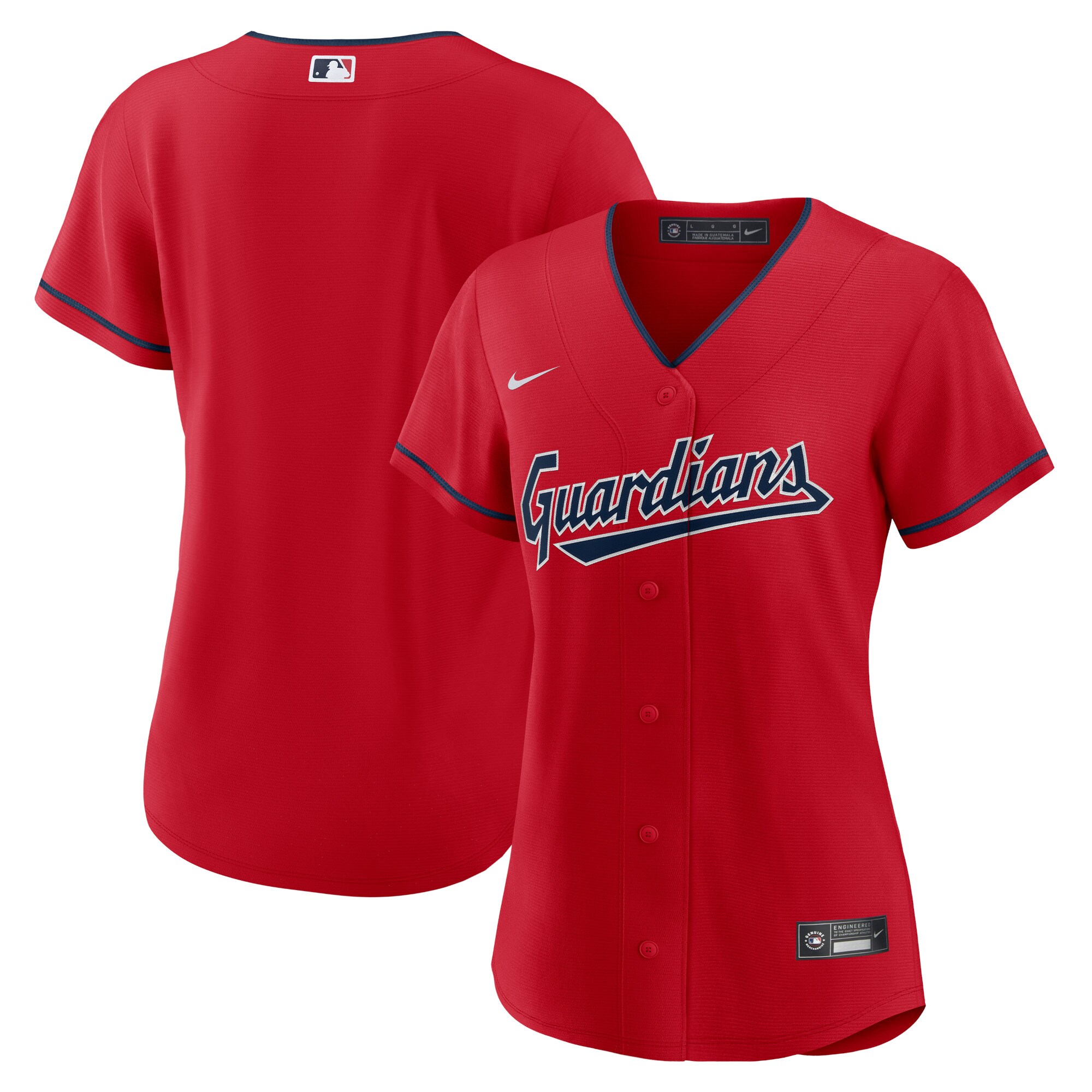 Alternative view of Cleveland Guardians Women’s Alternate Replica Team Jersey – Red