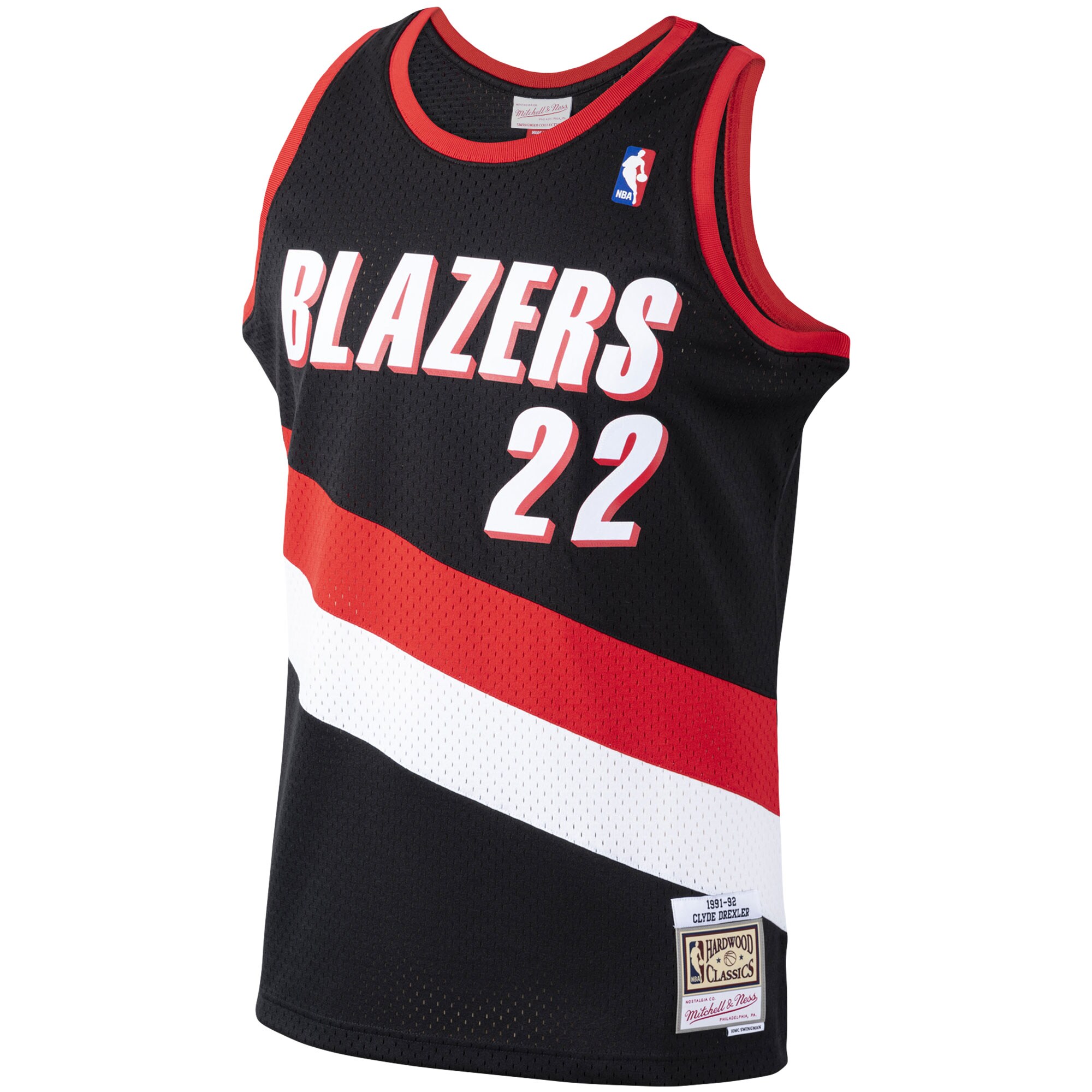 Alternative view of Clyde Drexler Portland Trail Blazers Mitchell & Ness 1991/92 Hardwood Classics Swingman Jersey - Black