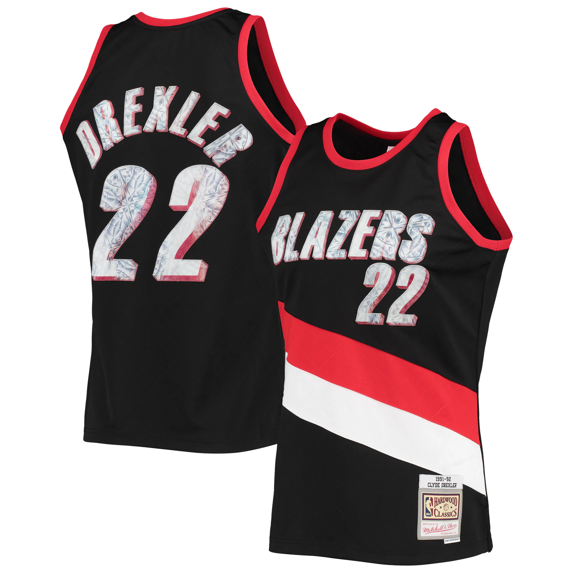 Clyde Drexler Portland Trail Blazers Mitchell & Ness 1996-97 Hardwood Classics Nba 75th Anniversary Diamond Swingman Jersey - Black