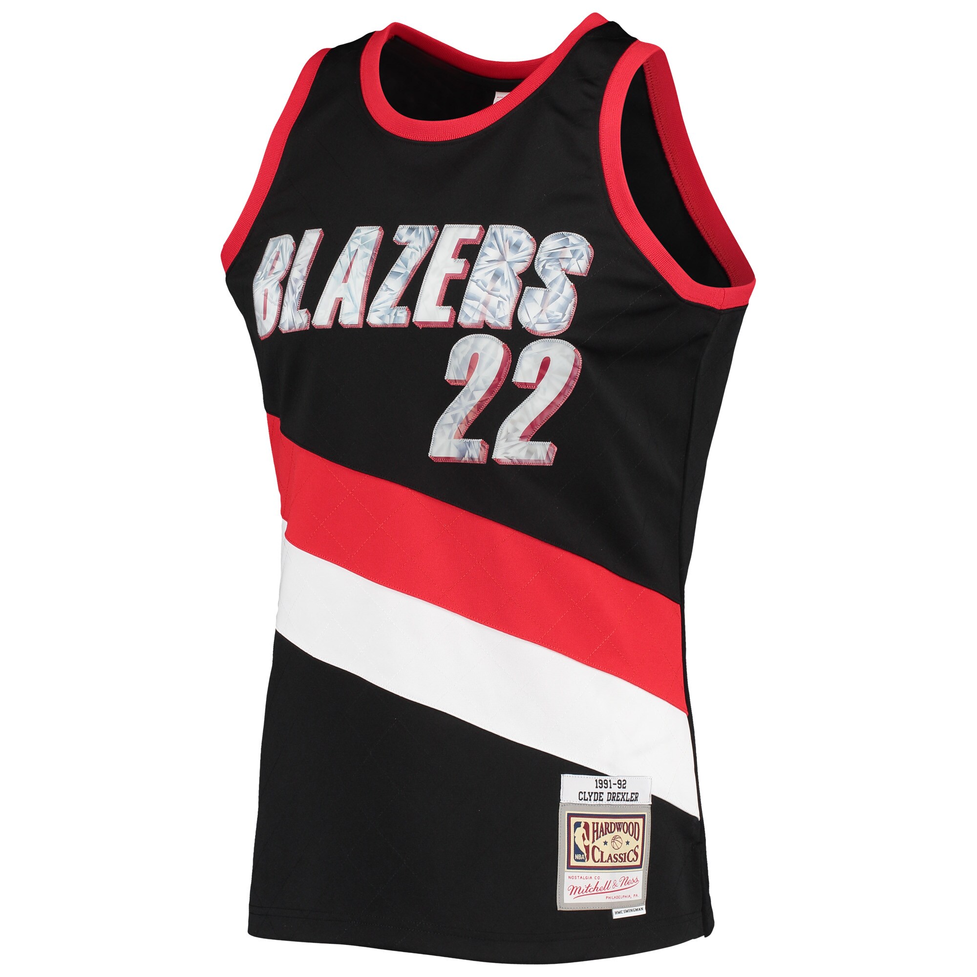 Alternative view of Clyde Drexler Portland Trail Blazers Mitchell & Ness 1991/92 Hardwood Classics Nba 75th Anniversary Diamond Swingman Jersey - Black