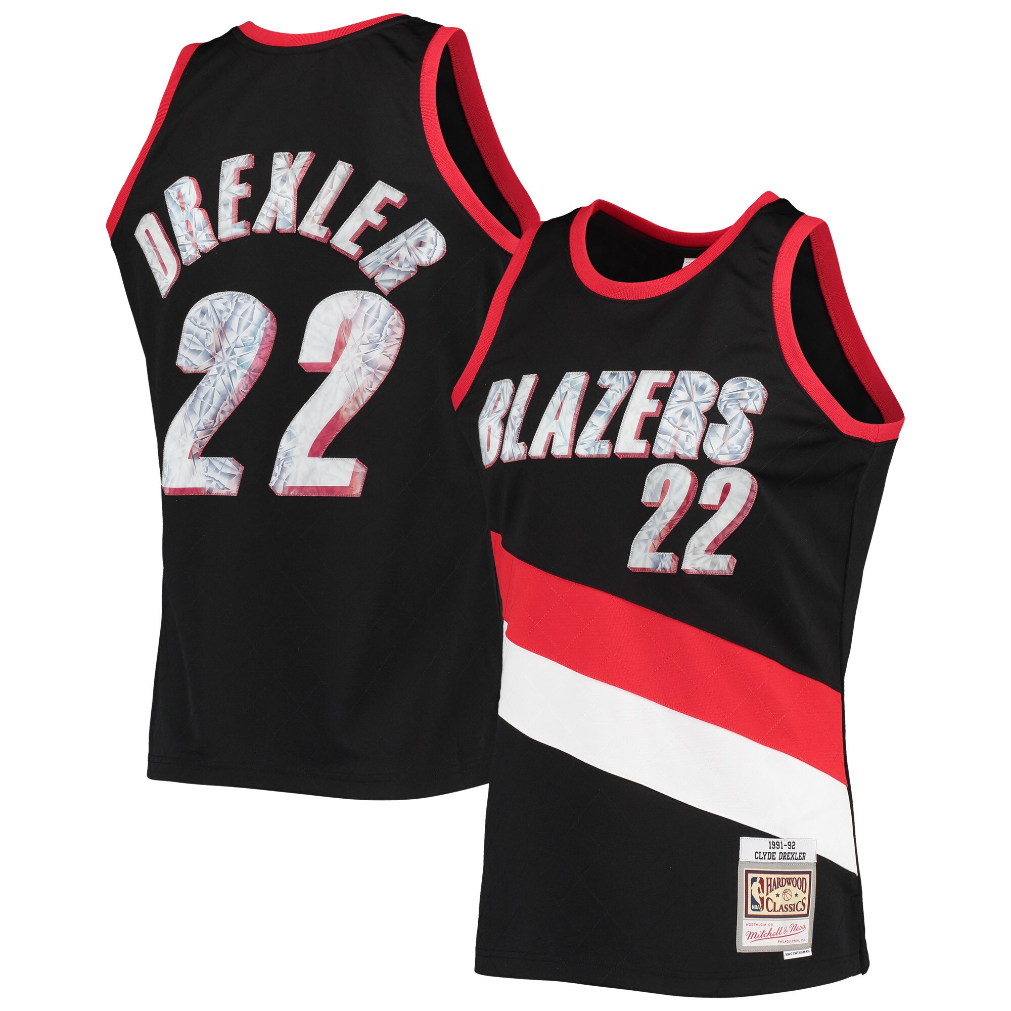 Alternative view of Clyde Drexler Portland Trail Blazers Mitchell & Ness 1996-97 Hardwood Classics Nba 75th Anniversary Diamond Swingman Jersey - Black