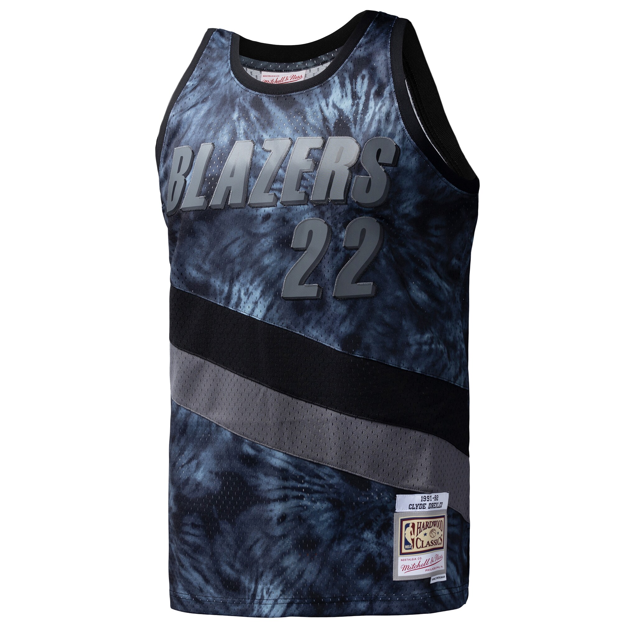 Alternative view of Clyde Drexler Portland Trail Blazers Mitchell & Ness Hardwood Classics 1991/92 Tie-dye Swingman Jersey - Black