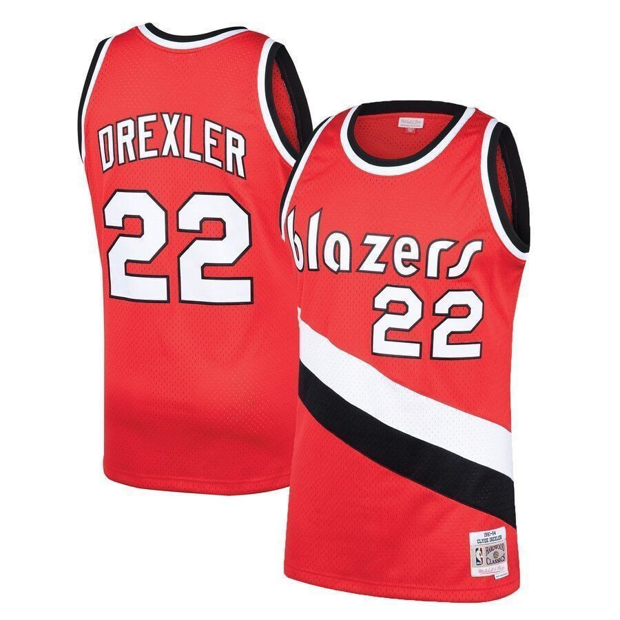 Clyde Drexler Portland Trail Blazers Mitchell & Ness Hardwood Classics Swingman Jersey - Red - JS769 
