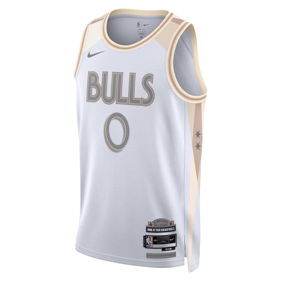 Alternative view of Coby White 0 Chicago Bulls Unisex 2024/25 Swingman Player Jersey - City Edition - White - JS933 