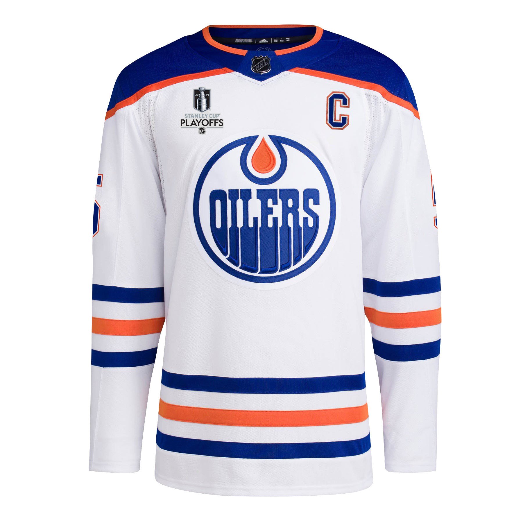 Alternative view of Cody Ceci 5 Edmonton Oilers 2024 NHL Playoffs Patch Away Jersey - Men, White - JS900 