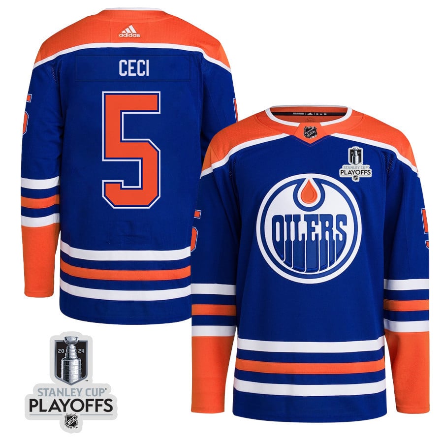 Cody Ceci 5 Edmonton Oilers 2024 NHL Playoffs Patch Home Jersey - Men - JS300 