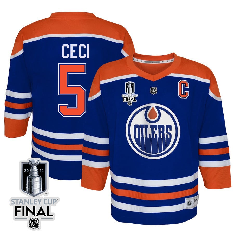 Cody Ceci 5 Edmonton Oilers 2024 STANLEY CUP Final Youth Home Jersey - Royal - JS227 