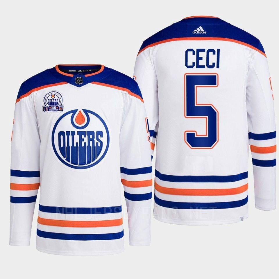 Cody Ceci 5 Edmonton Oilers White Jersey 2022 Lee Ryan Hall Of Fame Patch Away - JS286 