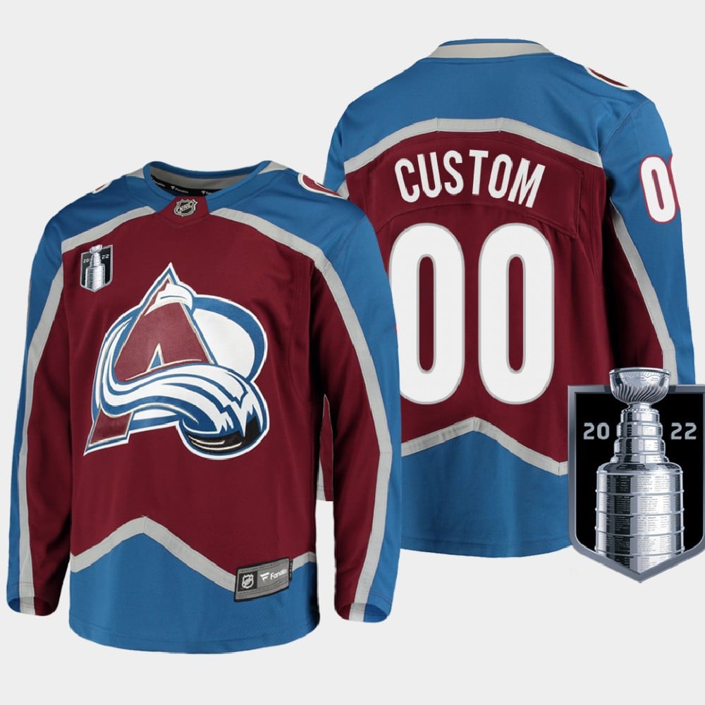Colorado Avalanche 00 Custom Stanley Cup Final Burgundy Equipment Home Jersey - JS884 