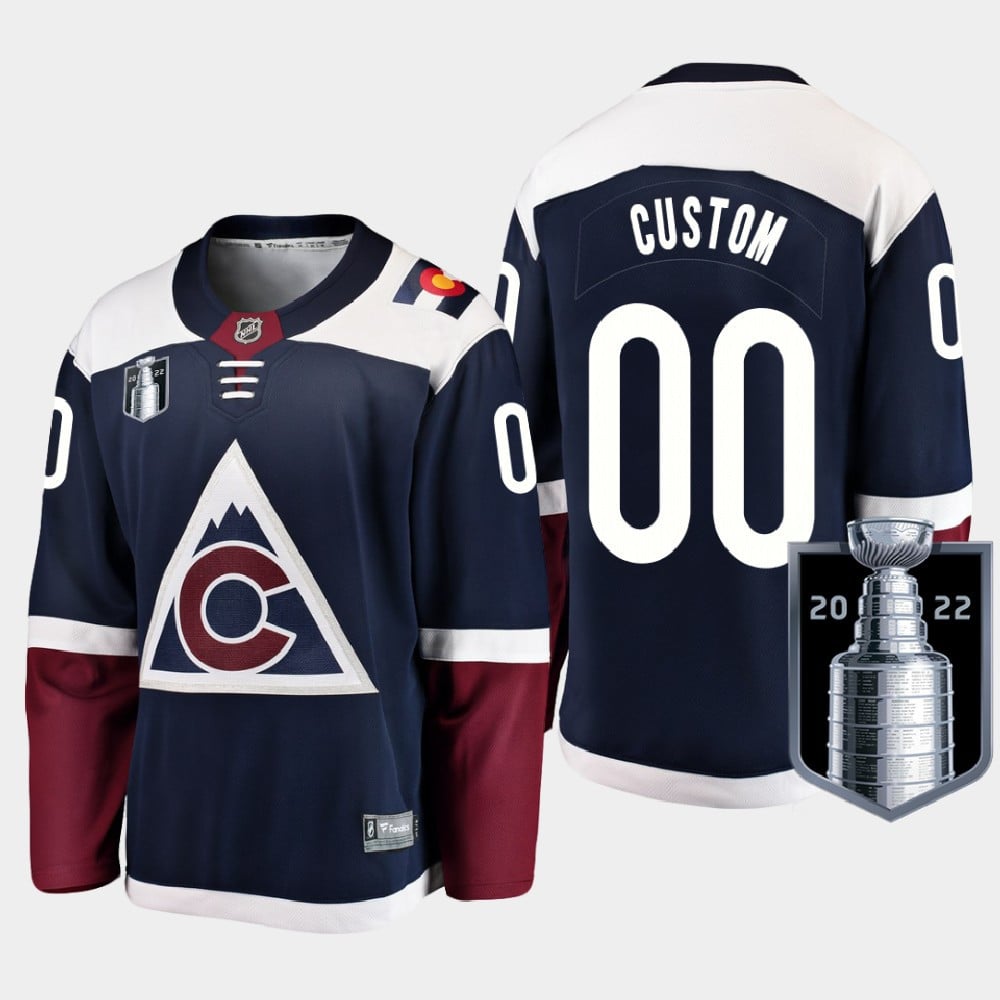 Colorado Avalanche 00 Custom Stanley Cup Final Navy Equipment Jersey Alternate - JS202 