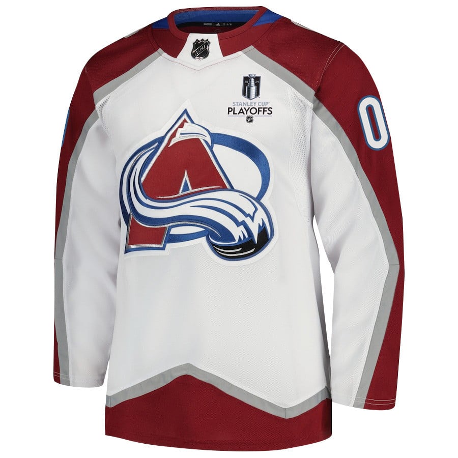 Alternative view of Colorado Avalanche 2024 NHL Playoffs Patch Away Jersey Customized - Men, White - JS565 