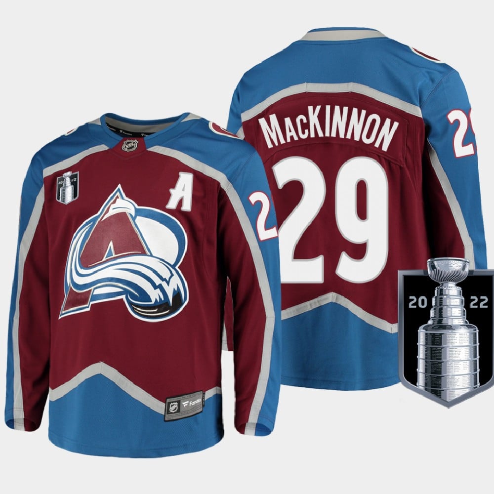Colorado Avalanche 29 Nathan MacKinnon Stanley Cup Final Burgundy Equipment Home Jersey - JS368 