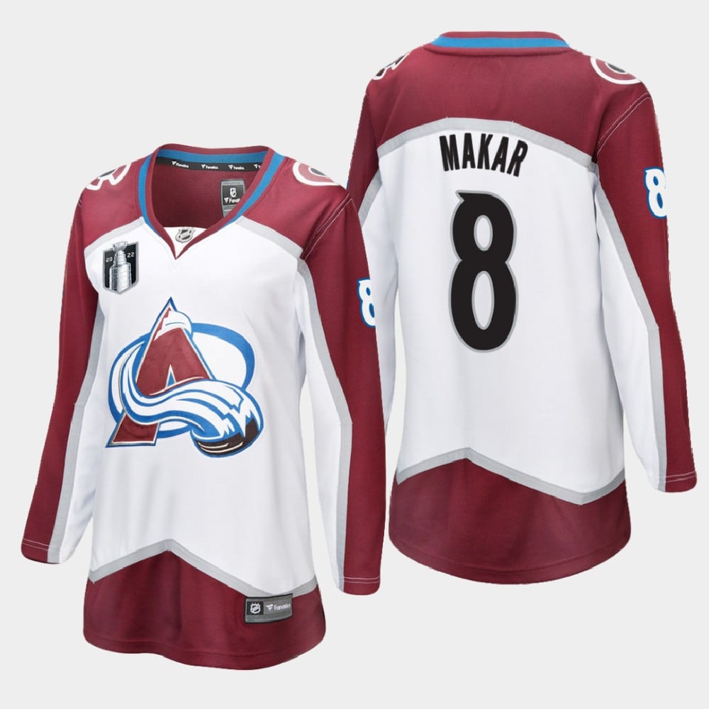 Colorado Avalanche Cale Makar 8 White 2022 Stanley Cup Final Away Jersey Women - JS458 