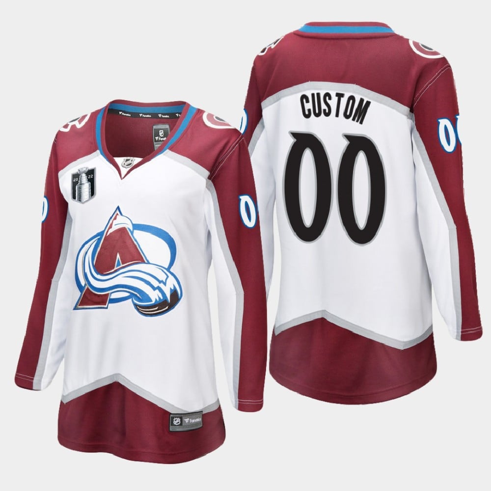 Colorado Avalanche Custom 00 White 2022 Stanley Cup Final Away Jersey Women - JS804 