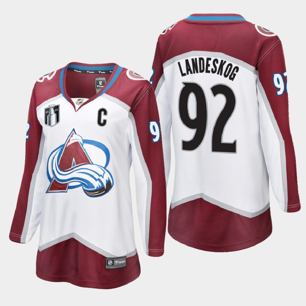 Colorado Avalanche Gabriel Landeskog 92 White 2022 Stanley Cup Final Away Jersey Women - JS703 