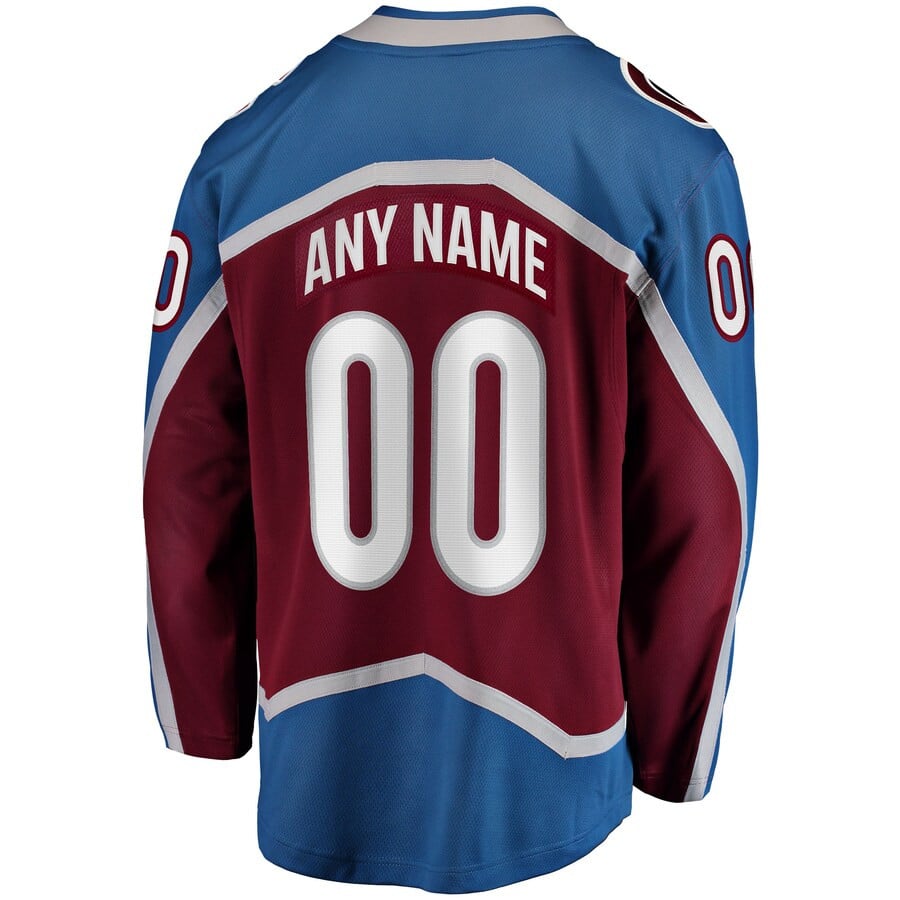 Alternative view of Colorado Avalanche Home 2022 Stanley Cup Final Breakaway Custom Jersey - Burgundy - JS747 