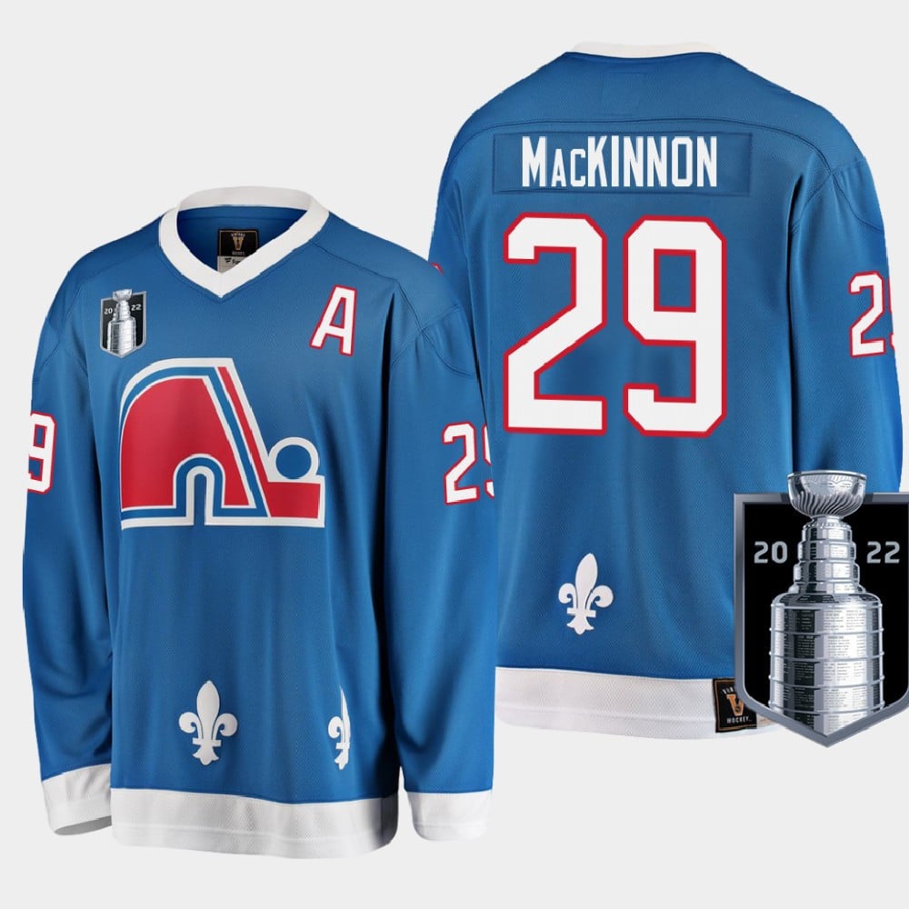 Colorado Avalanche Nathan MacKinnon 29 2022 Western Conference Champs Blue Jersey Heritage - JS997 