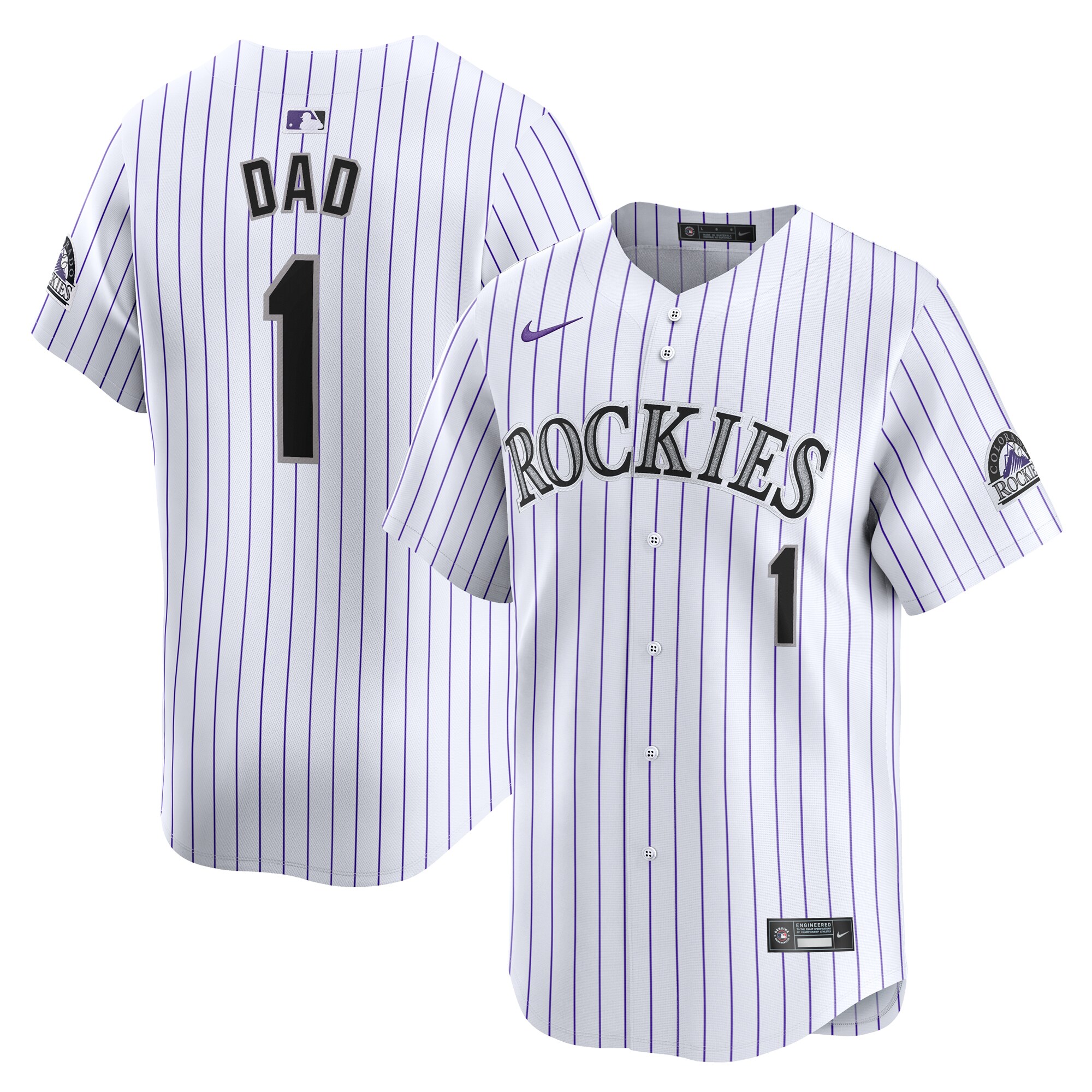 Colorado Rockies #1 Dad Home Limited Jersey - White