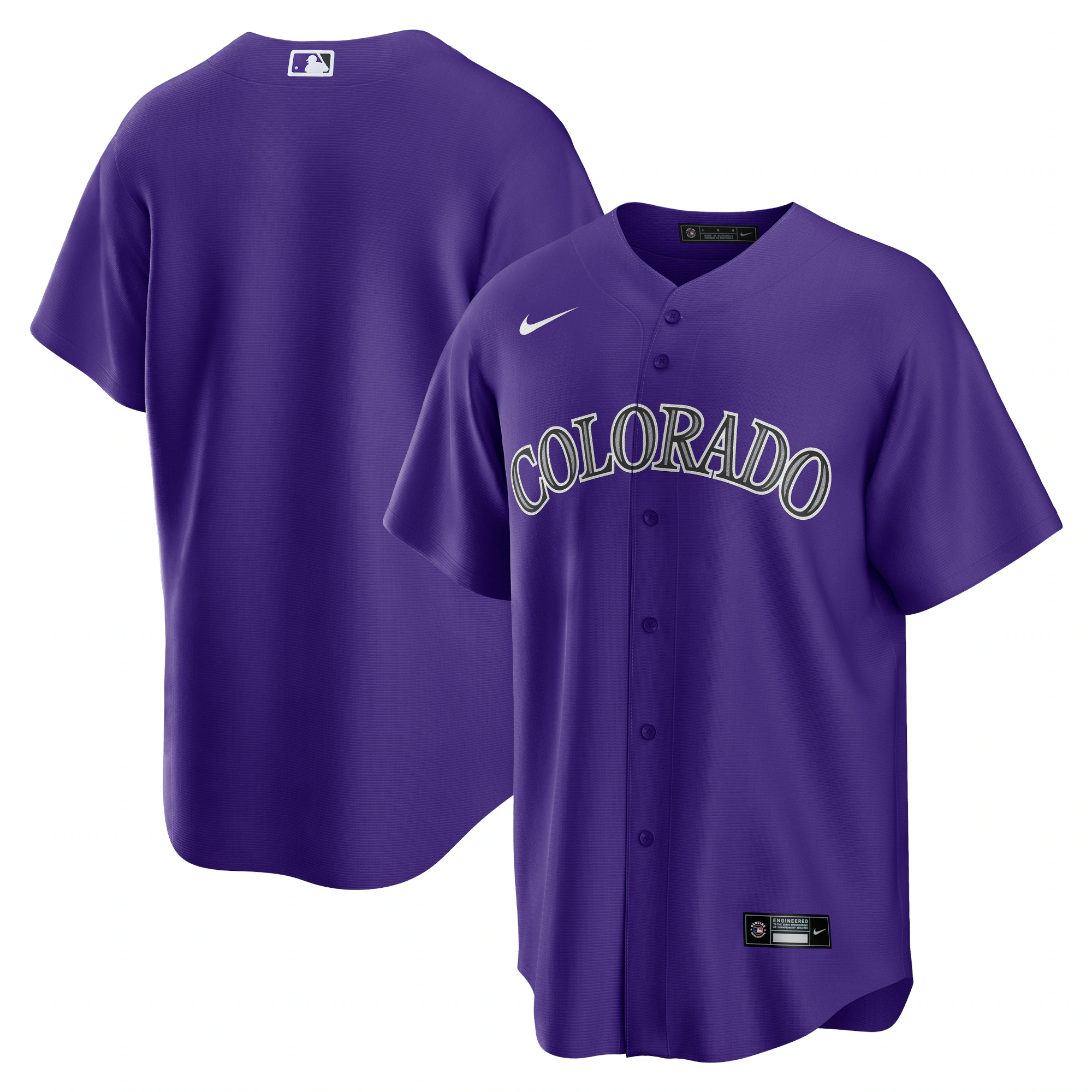 Alternative view of Colorado Rockies Alternate Replica Team Jersey – Purple