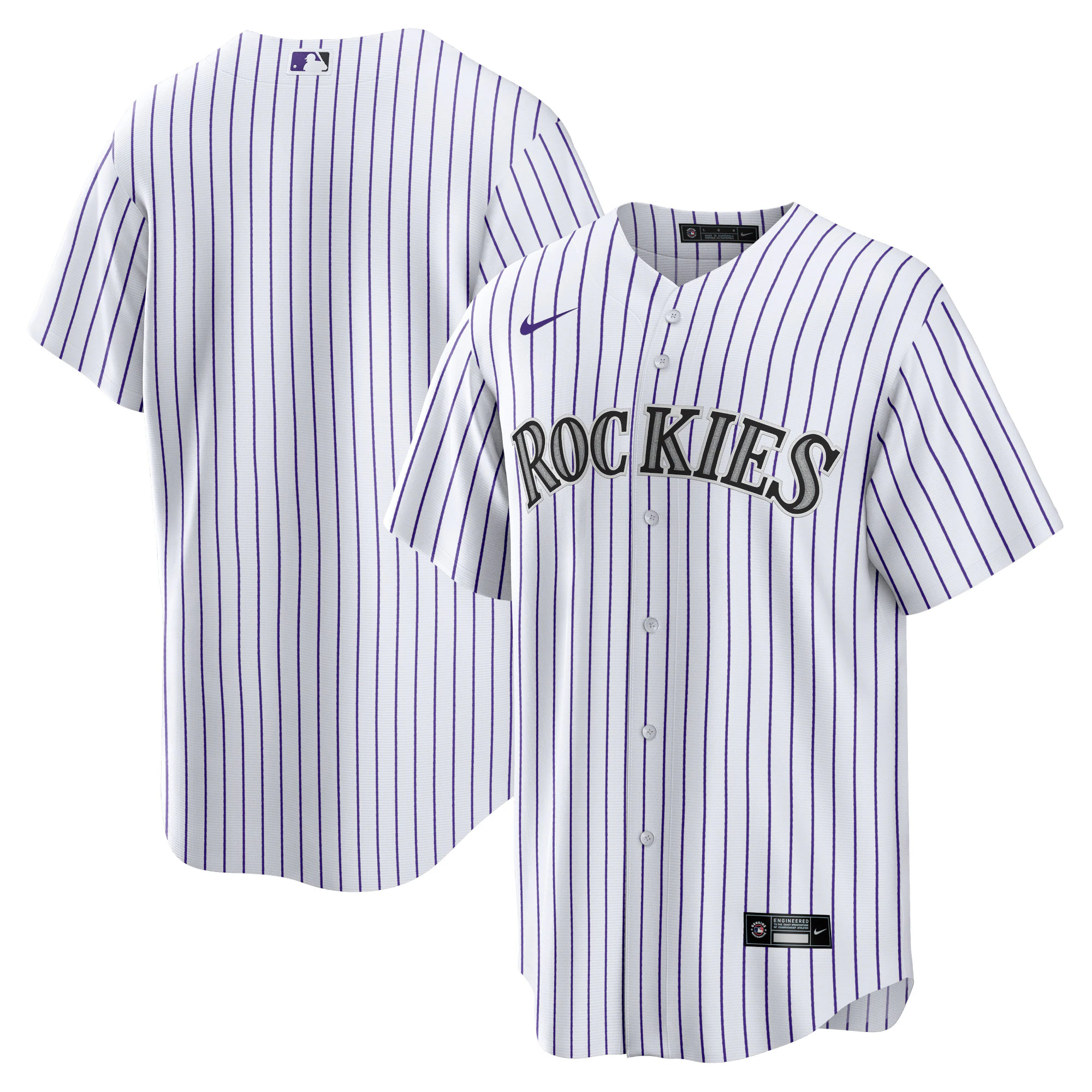Alternative view of Colorado Rockies Home Blank Replica Jersey – White