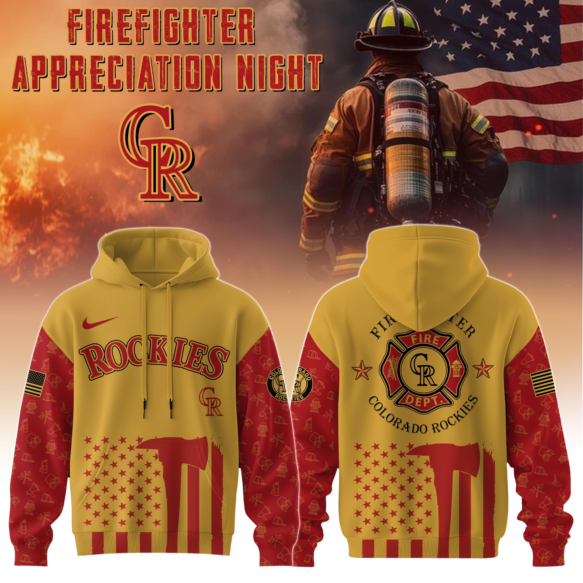 Colorado Rockies Mlb X Firefighter Appreciation Night Special Edition Custom Hoodie 2025