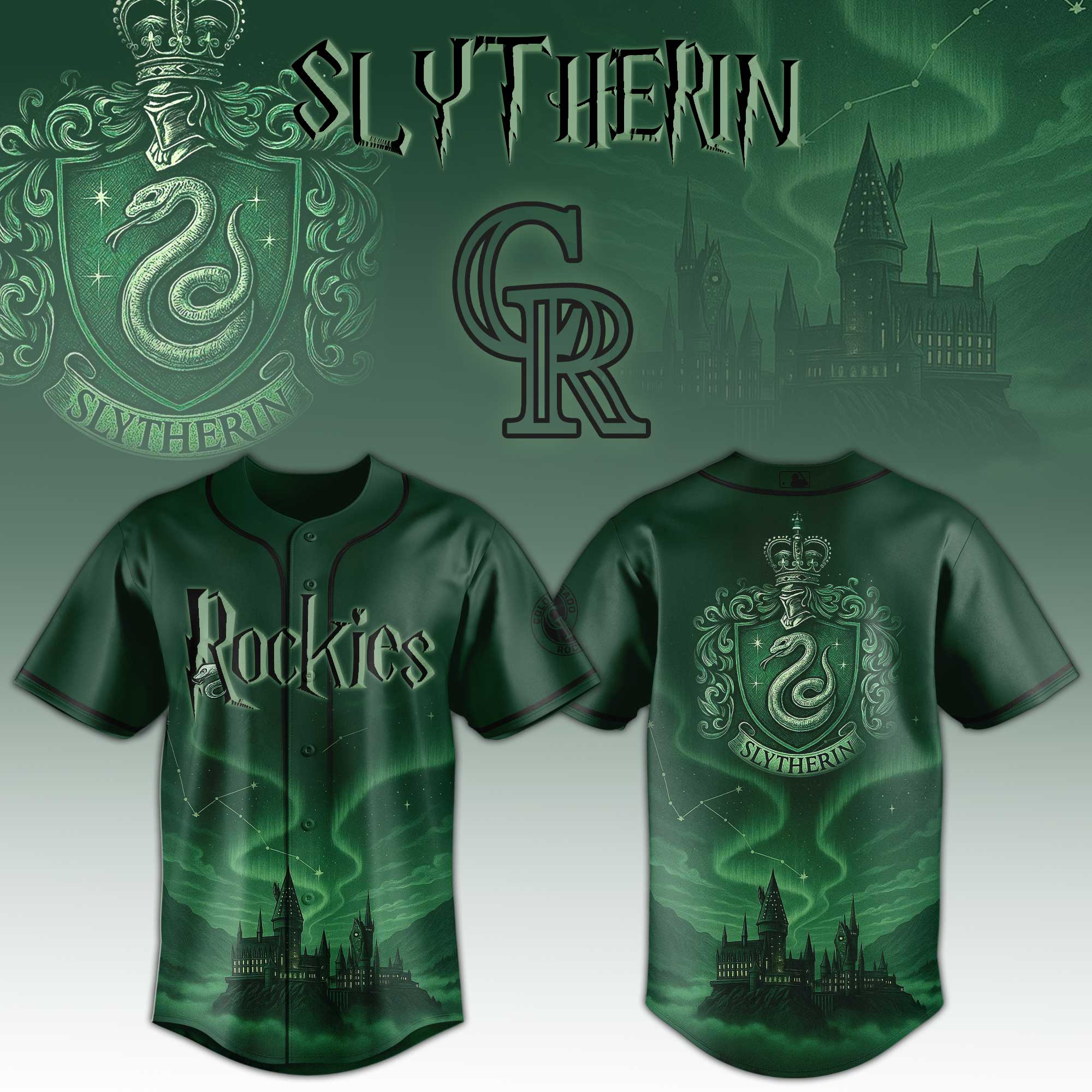 Colorado Rockies Mlb X Harry Potter Slytherin Baseball Jersey