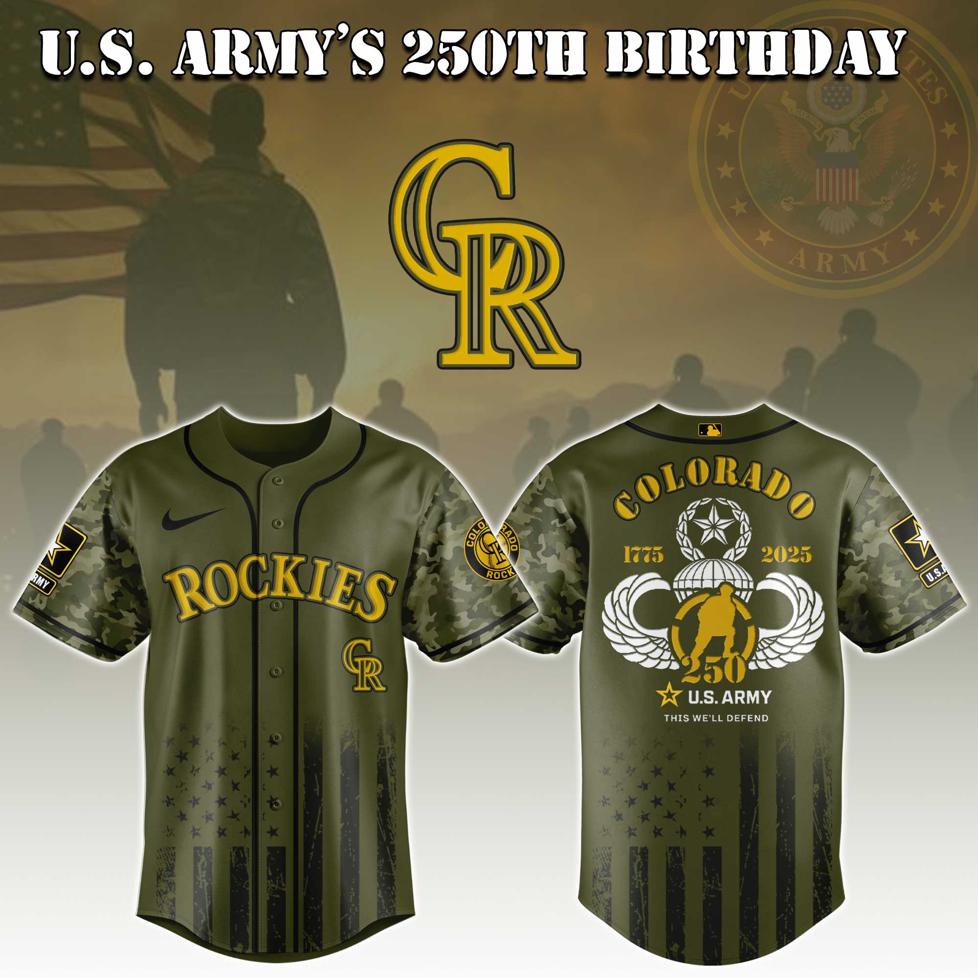 Colorado Rockies Mlb X U.s. Army This We'll Defend Baseball Jersey