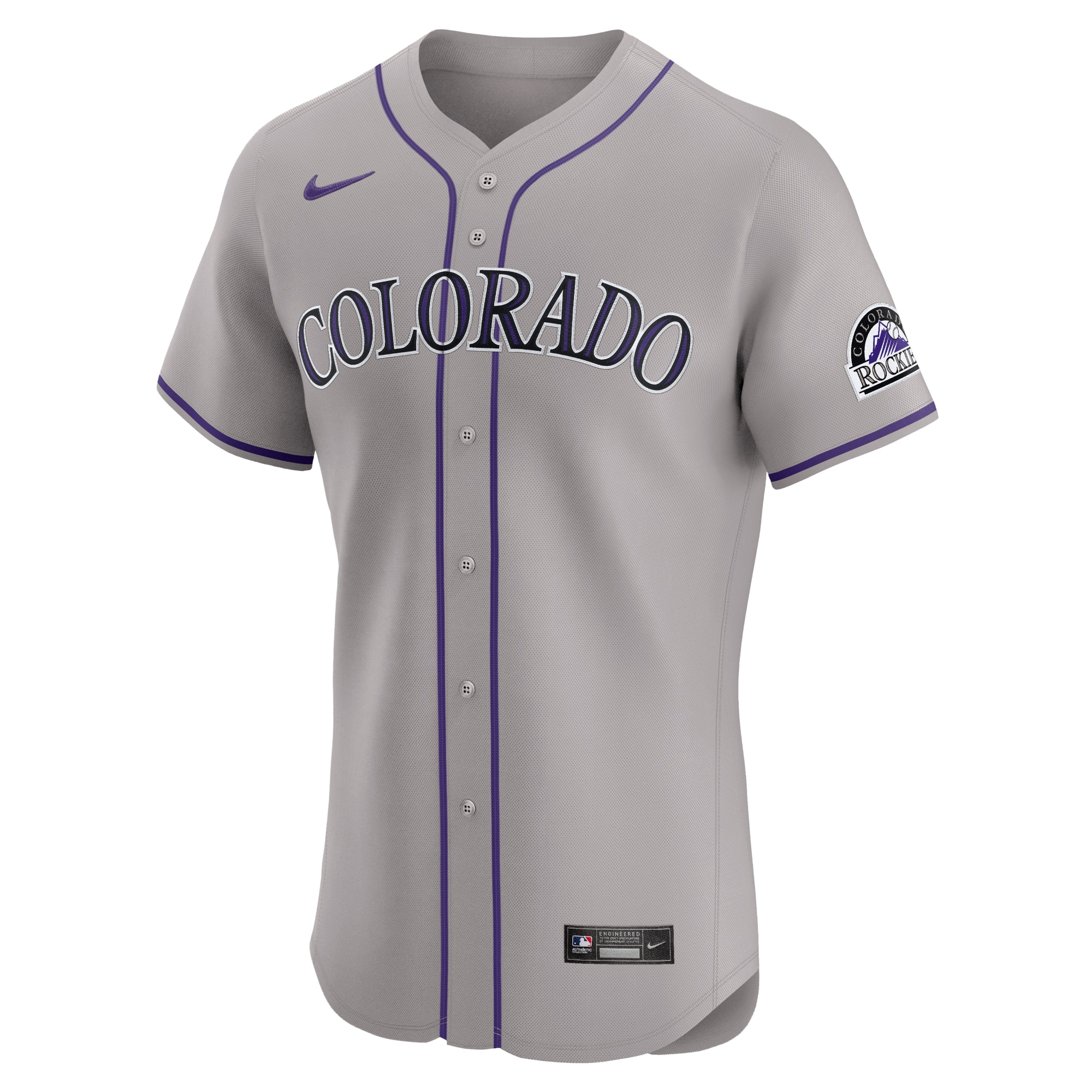 Alternative view of Colorado Rockies Road 2024 Jackie Robinson Day Elite Jersey - Gray