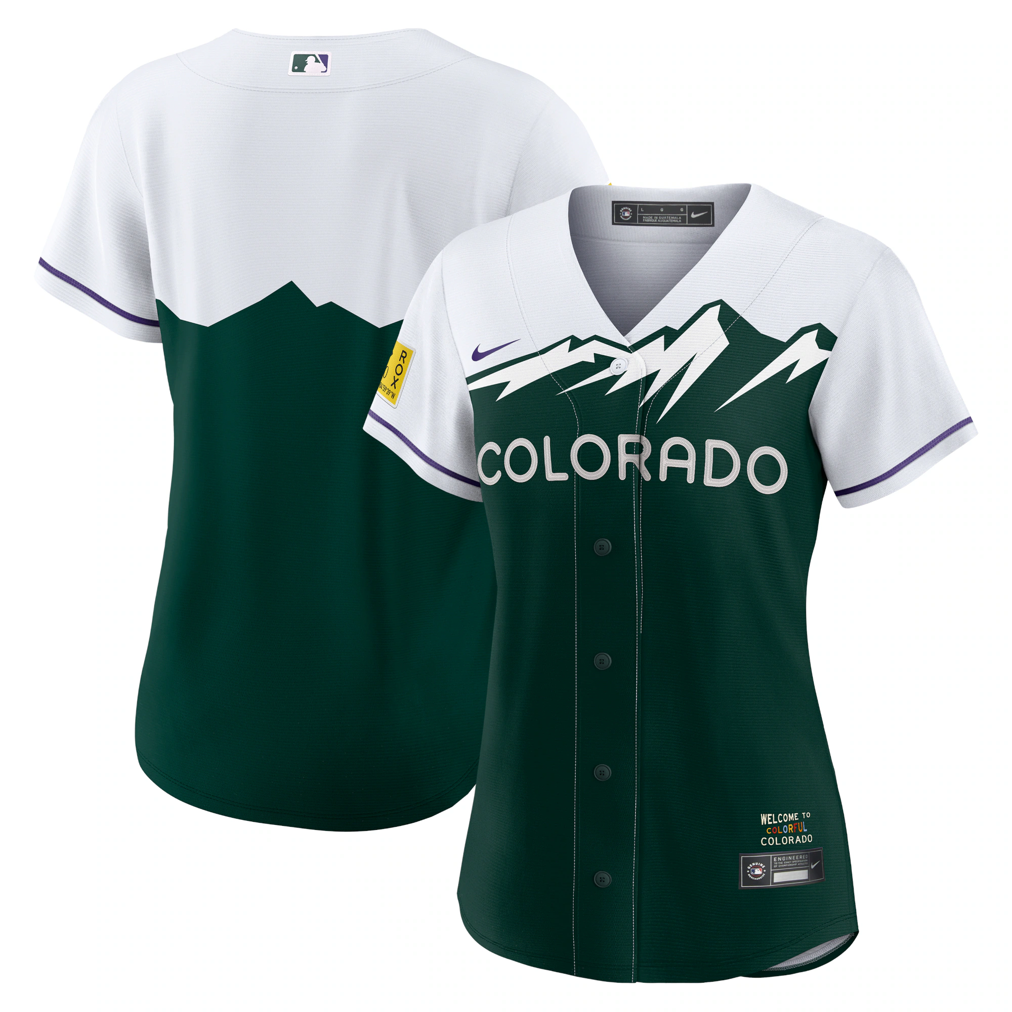 Colorado Rockies Women’s City Connect Replica Team Jersey – White/forest Green