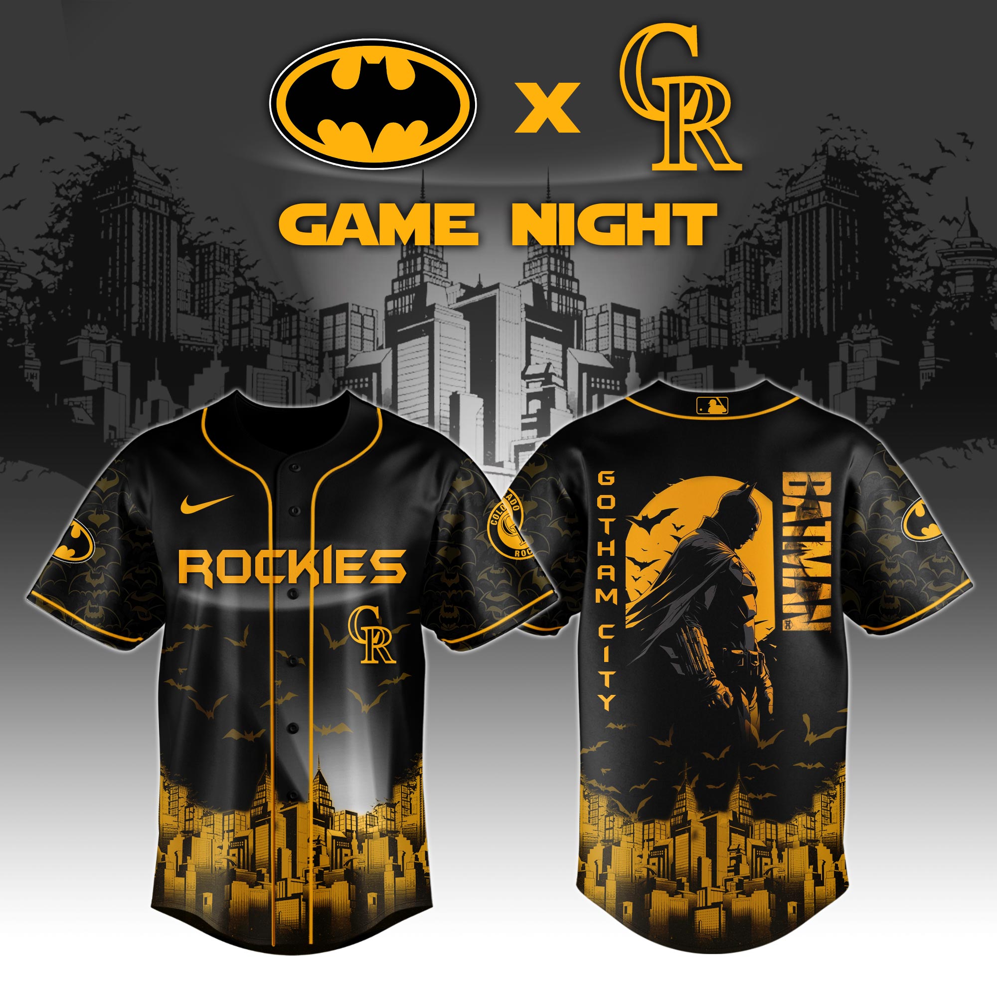Colorado Rockies X Dc Batman Game Night Baseball Jersey