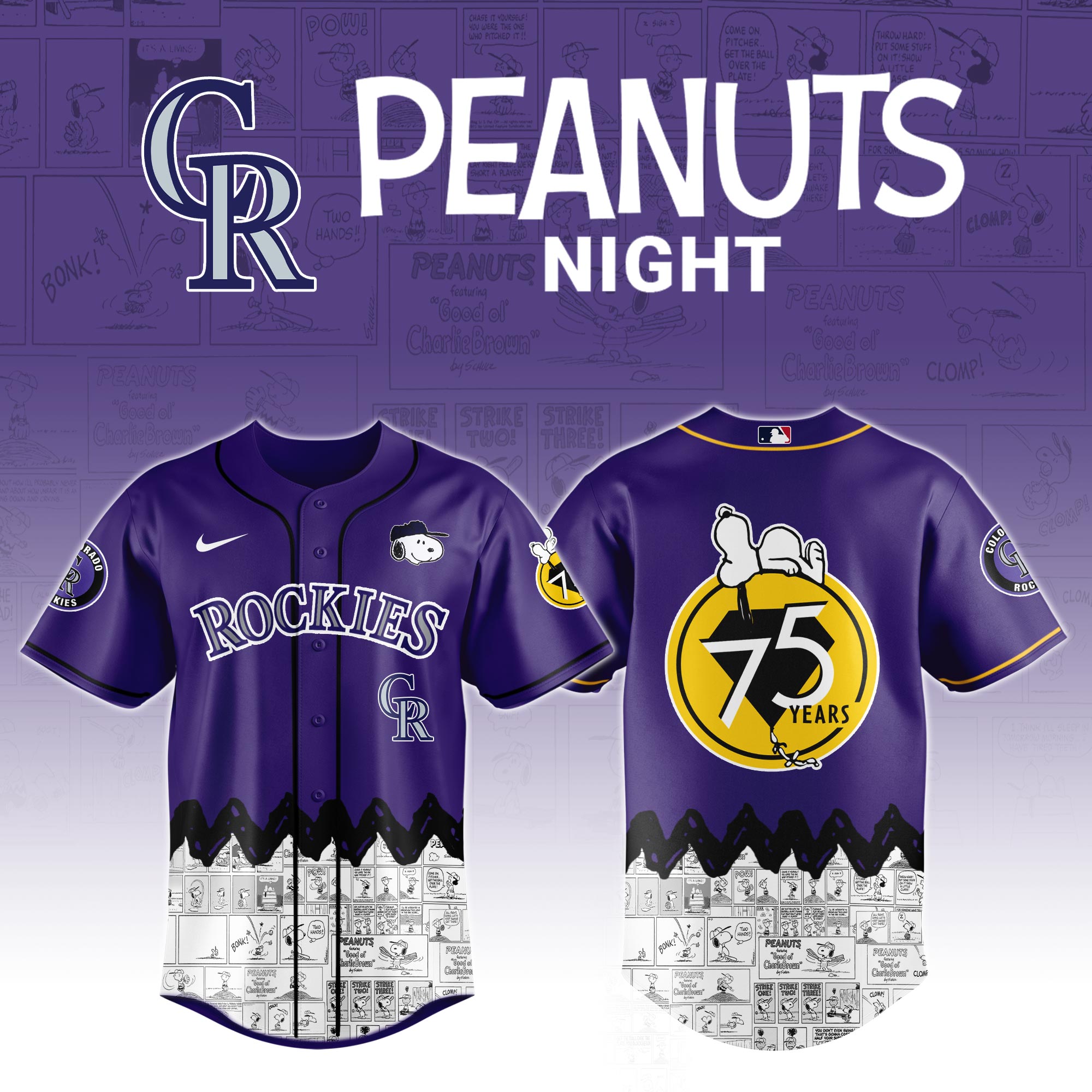 Colorado Rockies X Peanuts Night Jersey 2025