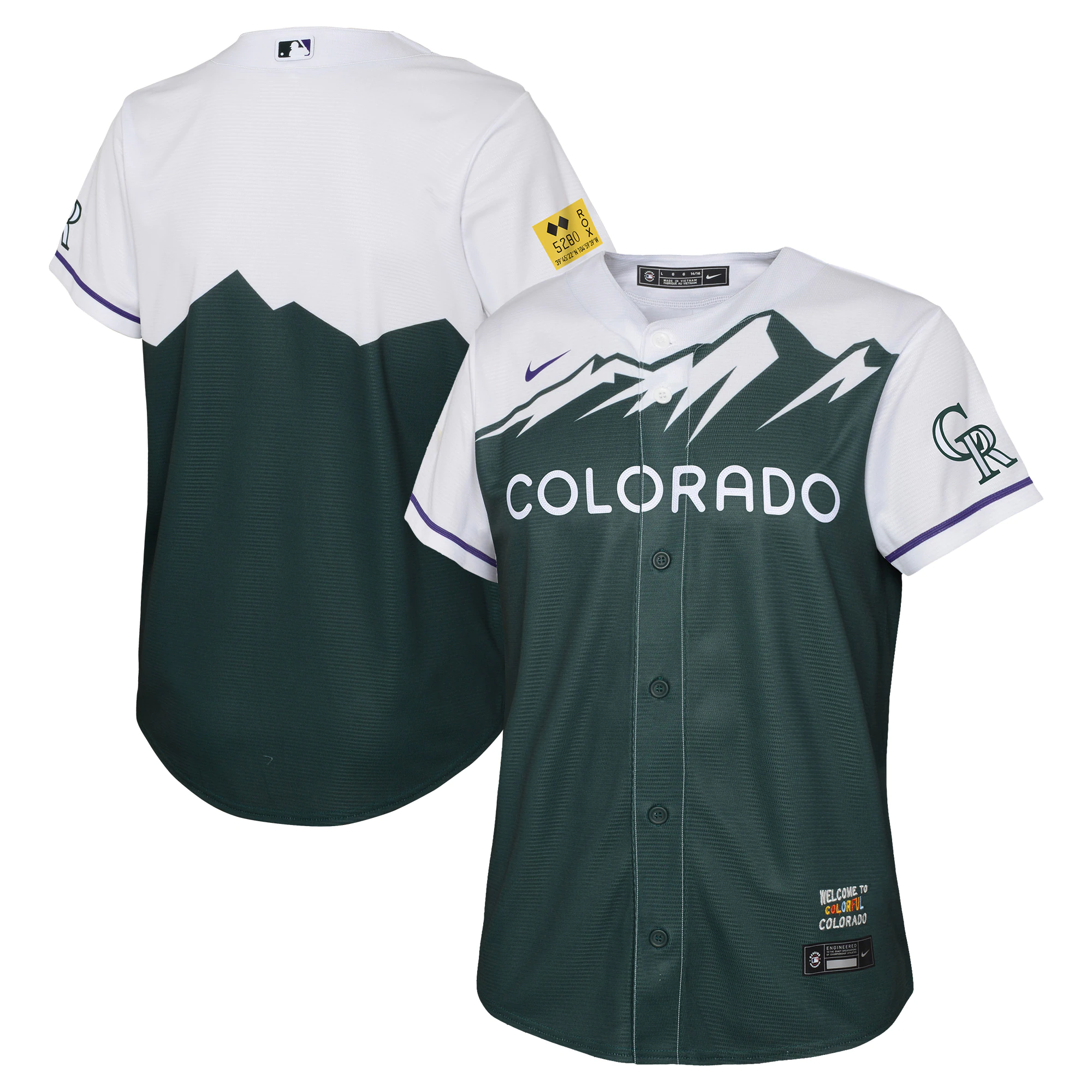 Colorado Rockies Youth 2022 City Connect Replica Team Jersey - Green