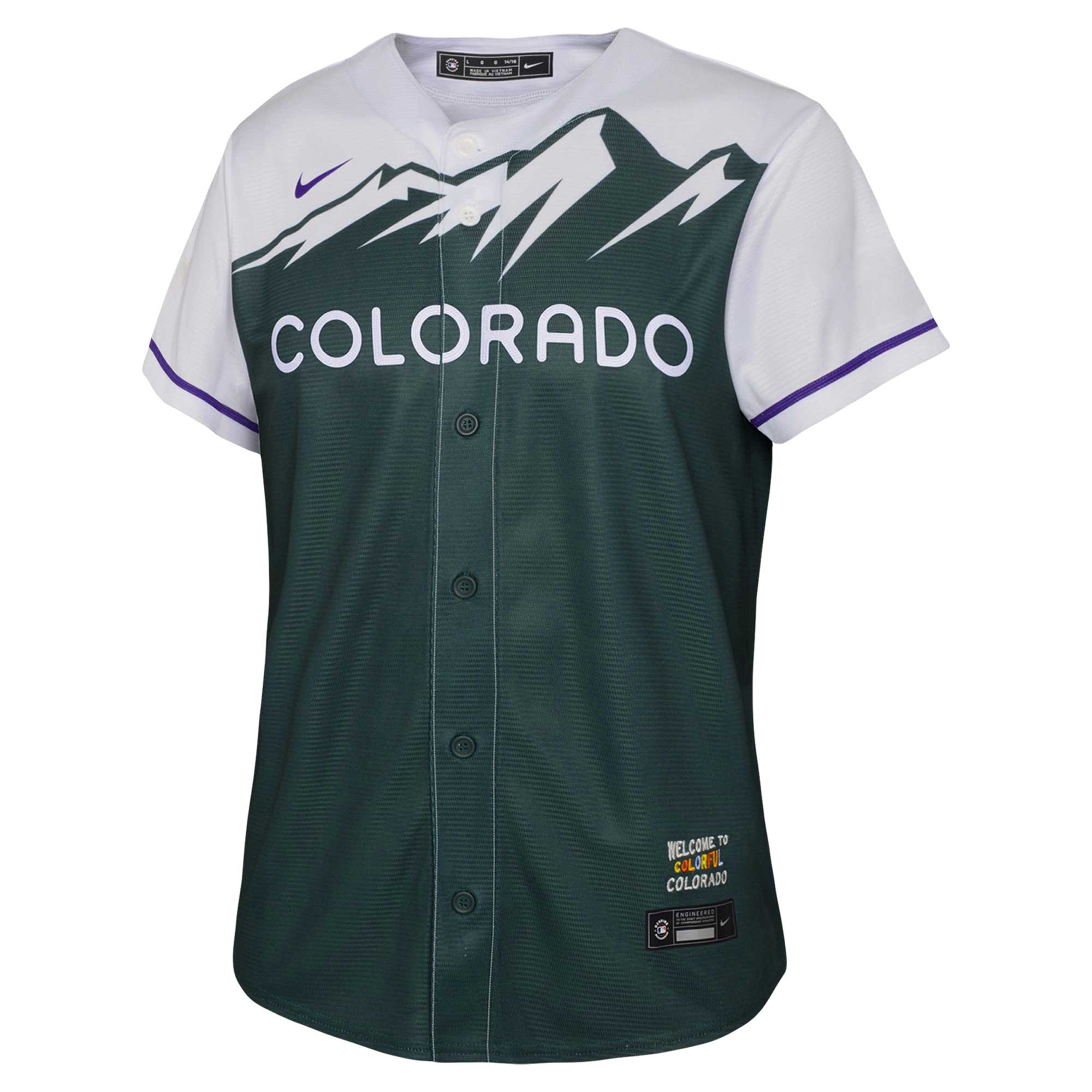 Alternative view of Colorado Rockies Youth City Connect Replica Team Jersey - Green