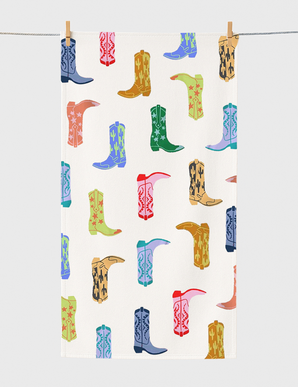 Colorful Western Cowboy Boot Beach Towel