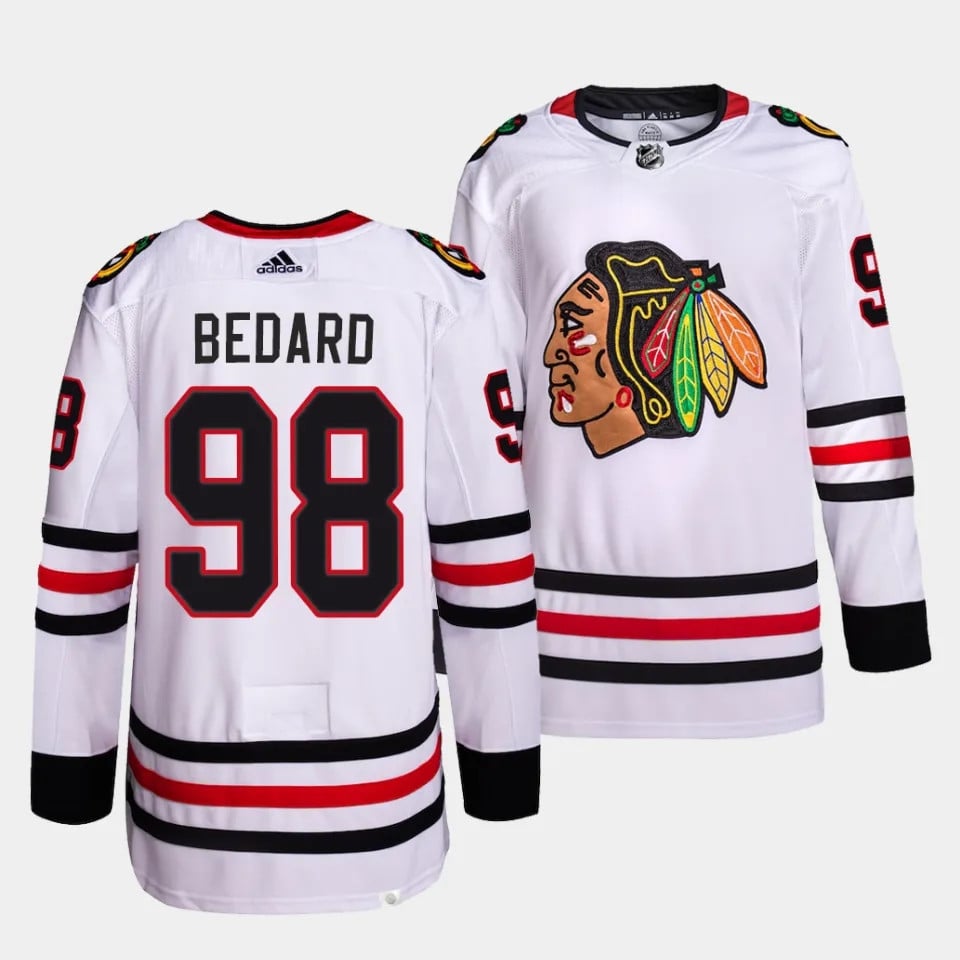 Connor Bedard #98 Chicago Blackhawks 2023 Draft Away Men Jersey - White - JS917 