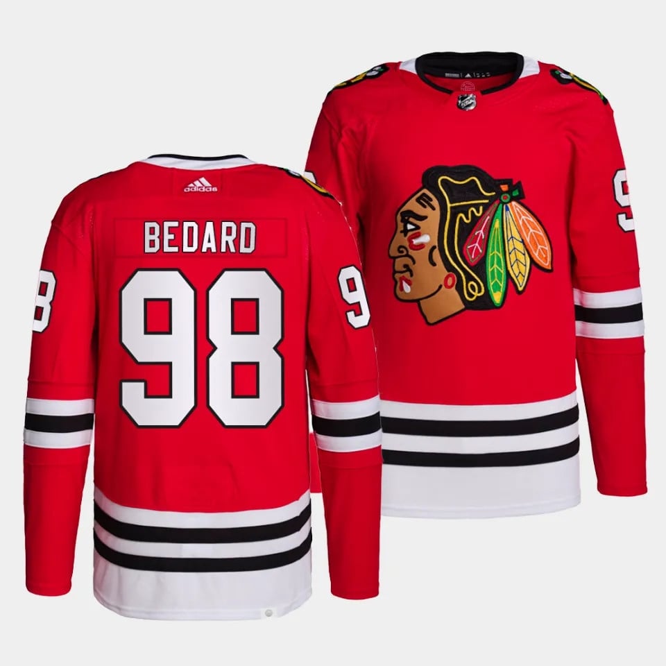 Connor Bedard #98 Chicago Blackhawks 2023 Draft Home Men Jersey - Red - JS887 