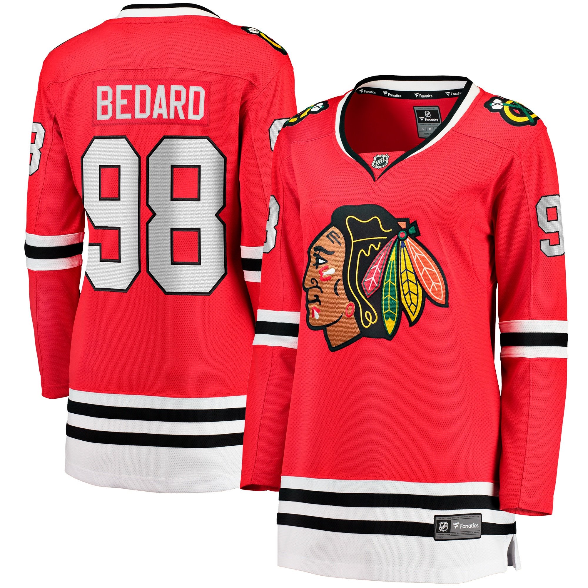 Connor Bedard 98 Chicago Blackhawks Women's 2023 Draft Home Breakaway Jersey - Red - JS493 