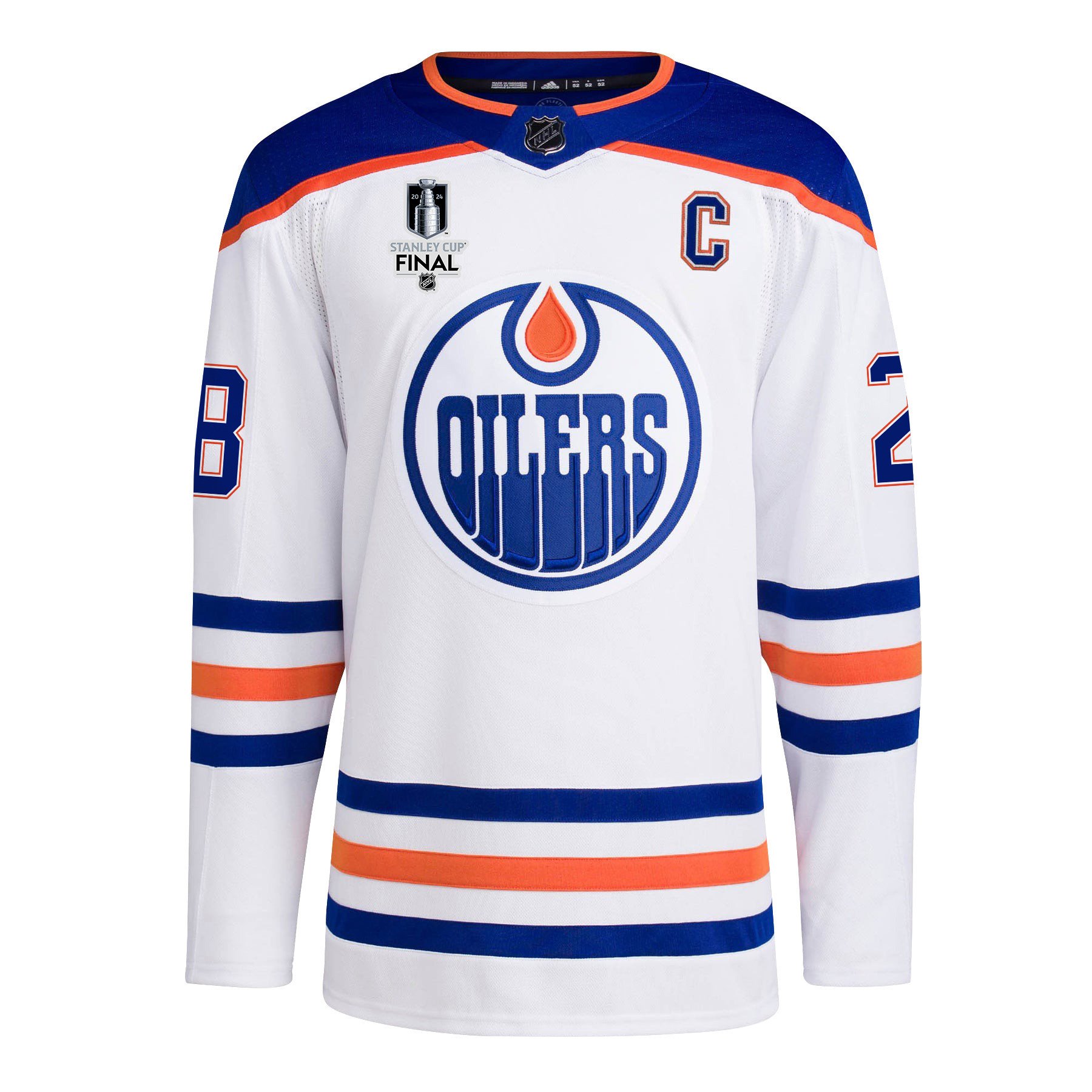 Alternative view of Connor Brown 28 Edmonton Oilers 2024 STANLEY CUP Final Away Jersey - Men, White - JS132 