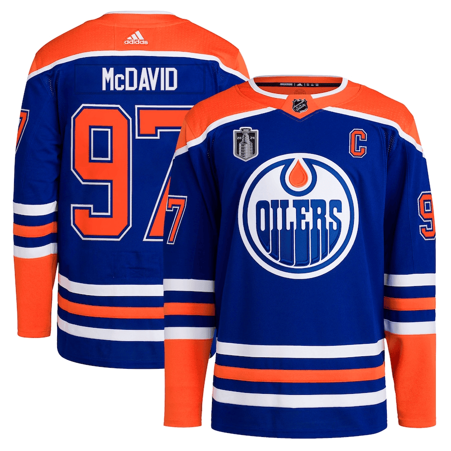 Connor McDavid 97 Edmonton Oilers 2024 Stanley Cup Final Home Primegreen Player Jersey – Royal - JS443 