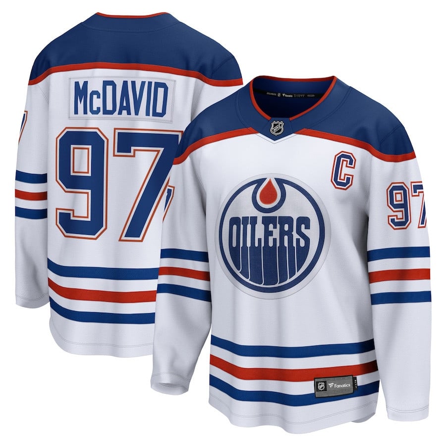 Connor McDavid 97 Edmonton Oilers Away Breakaway Jersey - Men, White - JS443 