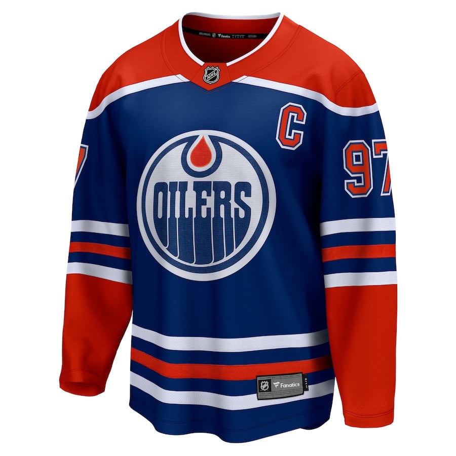 Alternative view of Connor McDavid 97 Edmonton Oilers Home Breakaway Jersey - Men, Navy - JS118 